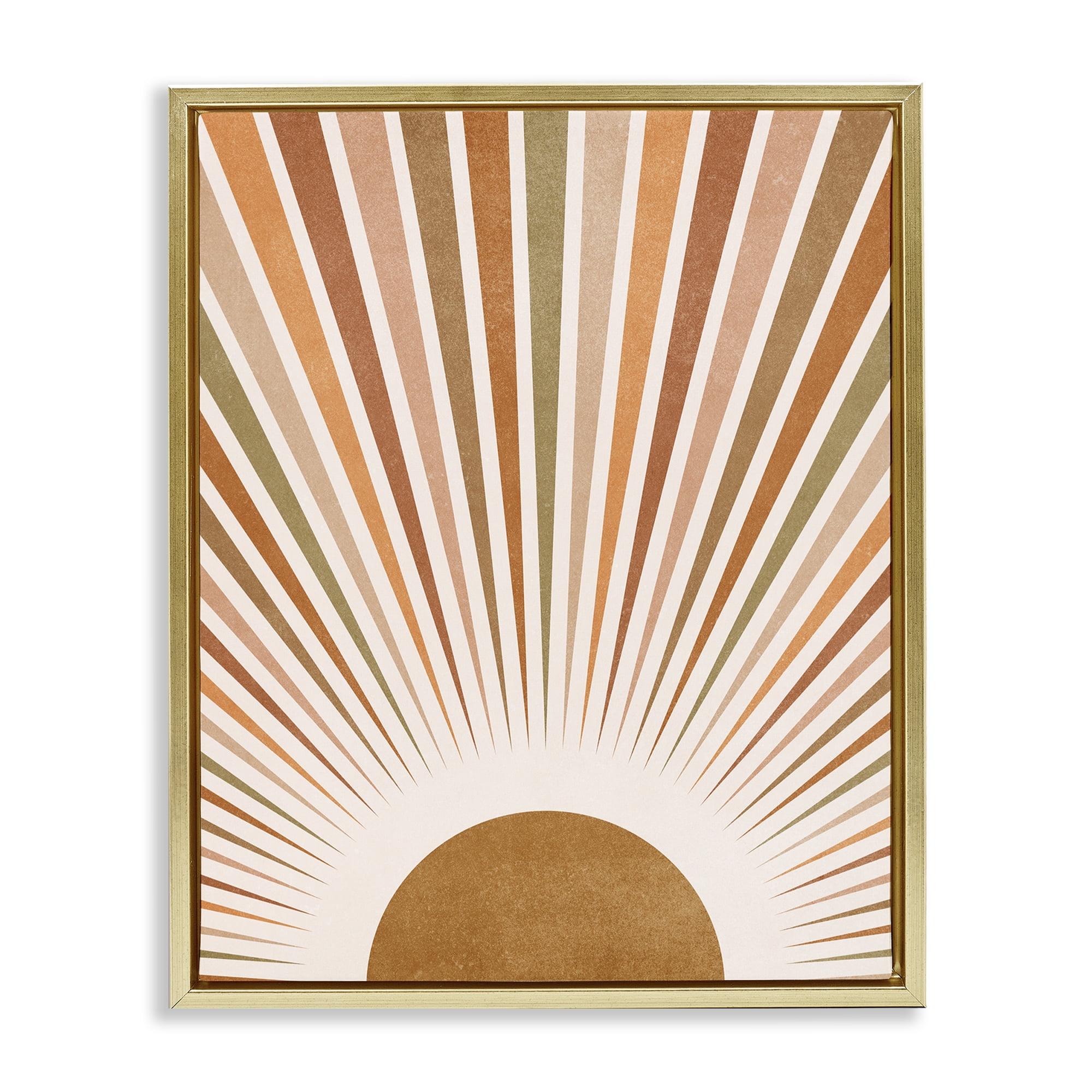 Stupell Industries Vintage Boho Sunburst Landscape & Nature Painting Gold Floater Framed Canvas Art Print Wall Art, 17 x 21