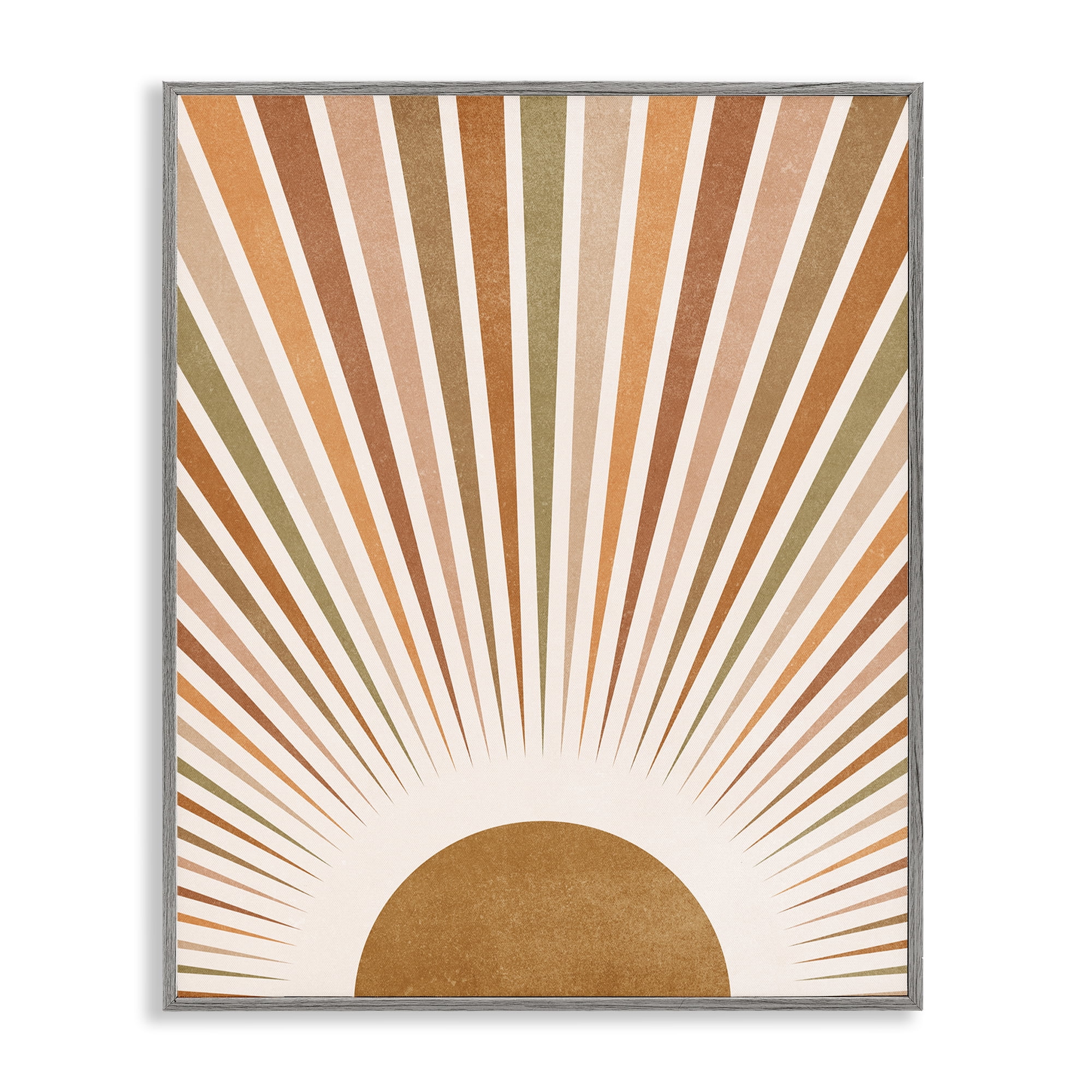 Stupell Industries Vintage Boho Sunburst Landscape & Nature Painting Gray Framed Art Print Wall Art, 11 x 14