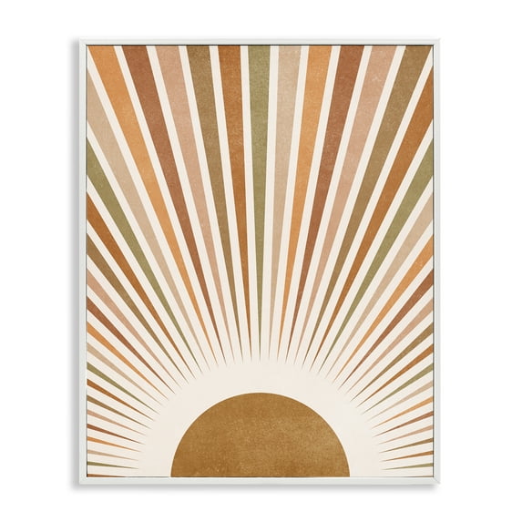 Stupell Industries Vintage Boho Sunburst Landscape & Nature Painting White Framed Art Print Wall Art, 24 x 30