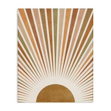 Stupell Industries Vintage Boho Sunburst Landscape & Nature Painting Wrapped Canvas Art Print Wall Art, 16 x 20