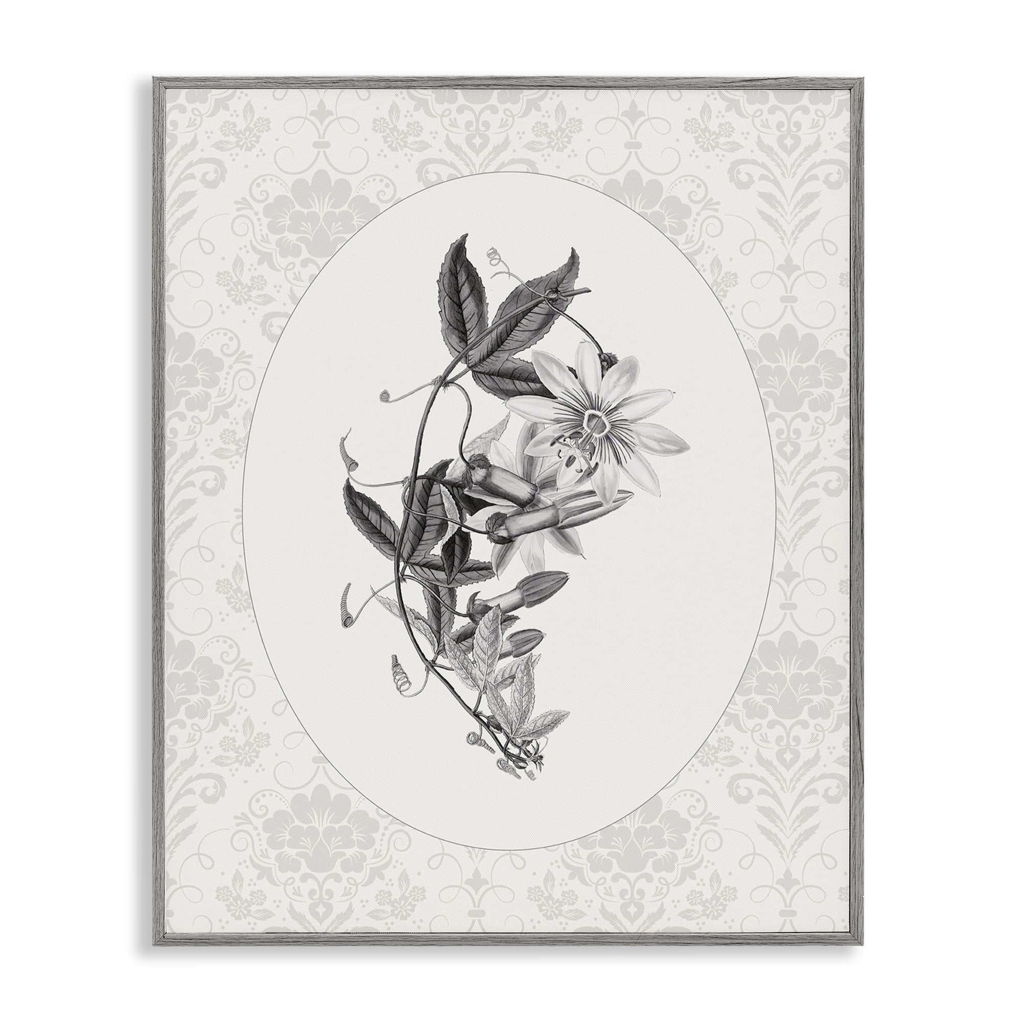 Stupell Industries Vintage Botanical & Lace Gray Framed Giclee Art, design by CAD Designs