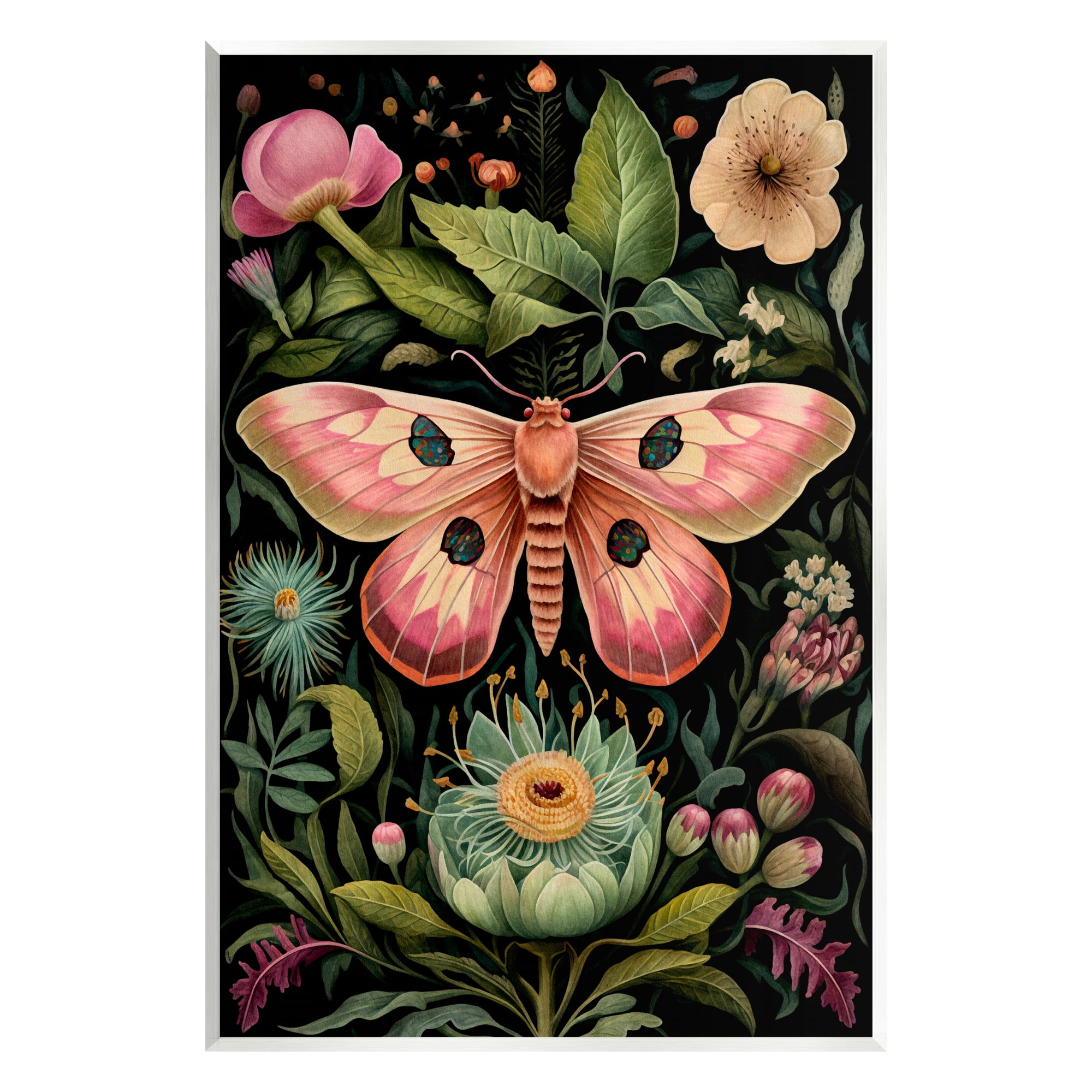Stupell Industries Vintage Botanical Moth Animals & Insects Painting Unframed Art Print Wall Art, 13 x 19