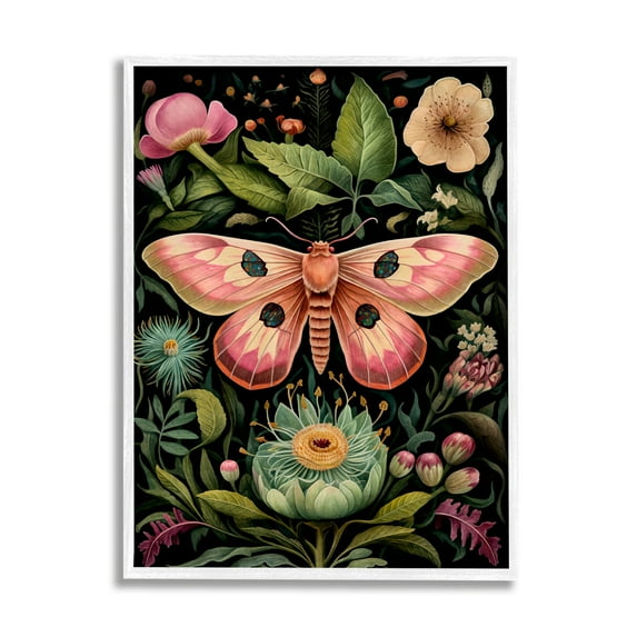 Stupell Industries Vintage Botanical Moth Animals & Insects Painting White Framed Art Print Wall Art, 24 x 30