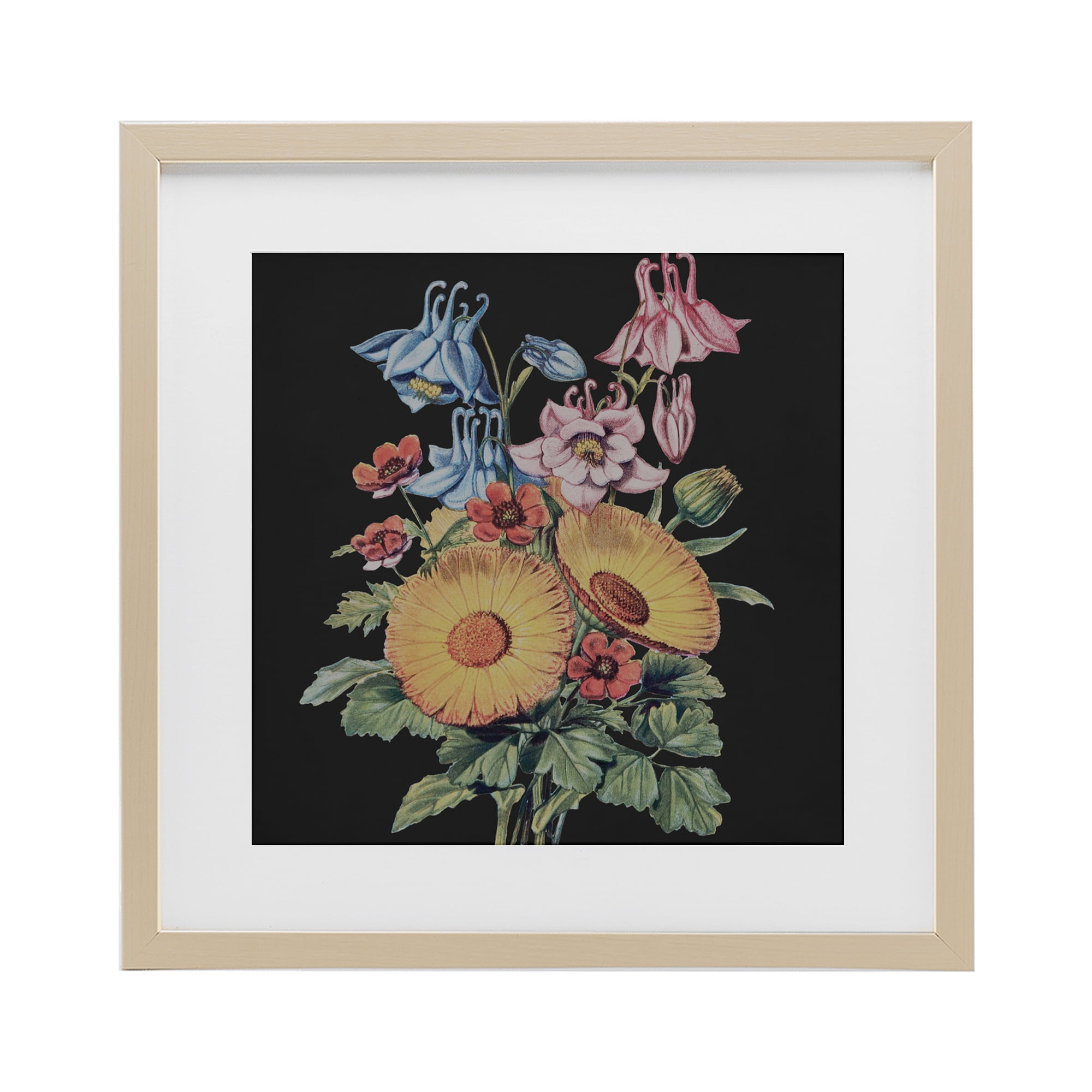 Stupell Industries Vintage Bouquet Study on Black Birch Framed Print Under Glass, design by Dan Meneely