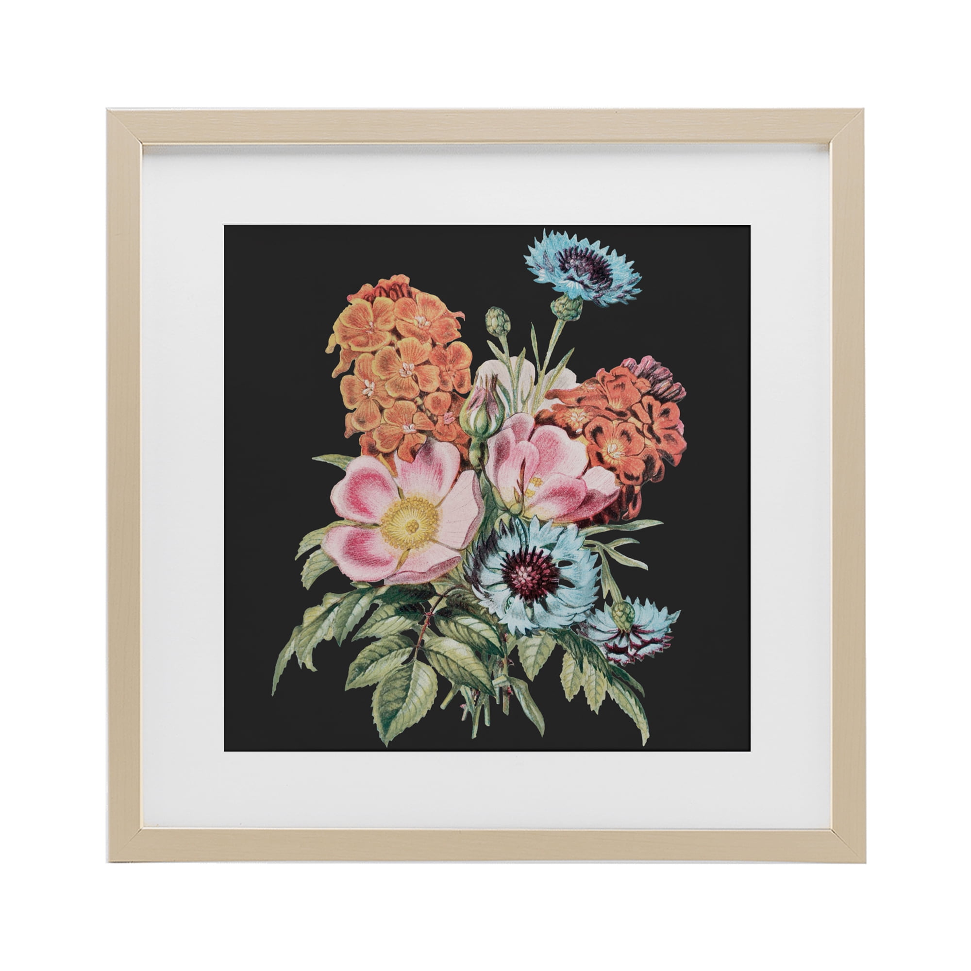 Stupell Industries Vintage Bouquet Study over Black Birch Framed Print Under Glass, design by Dan Meneely