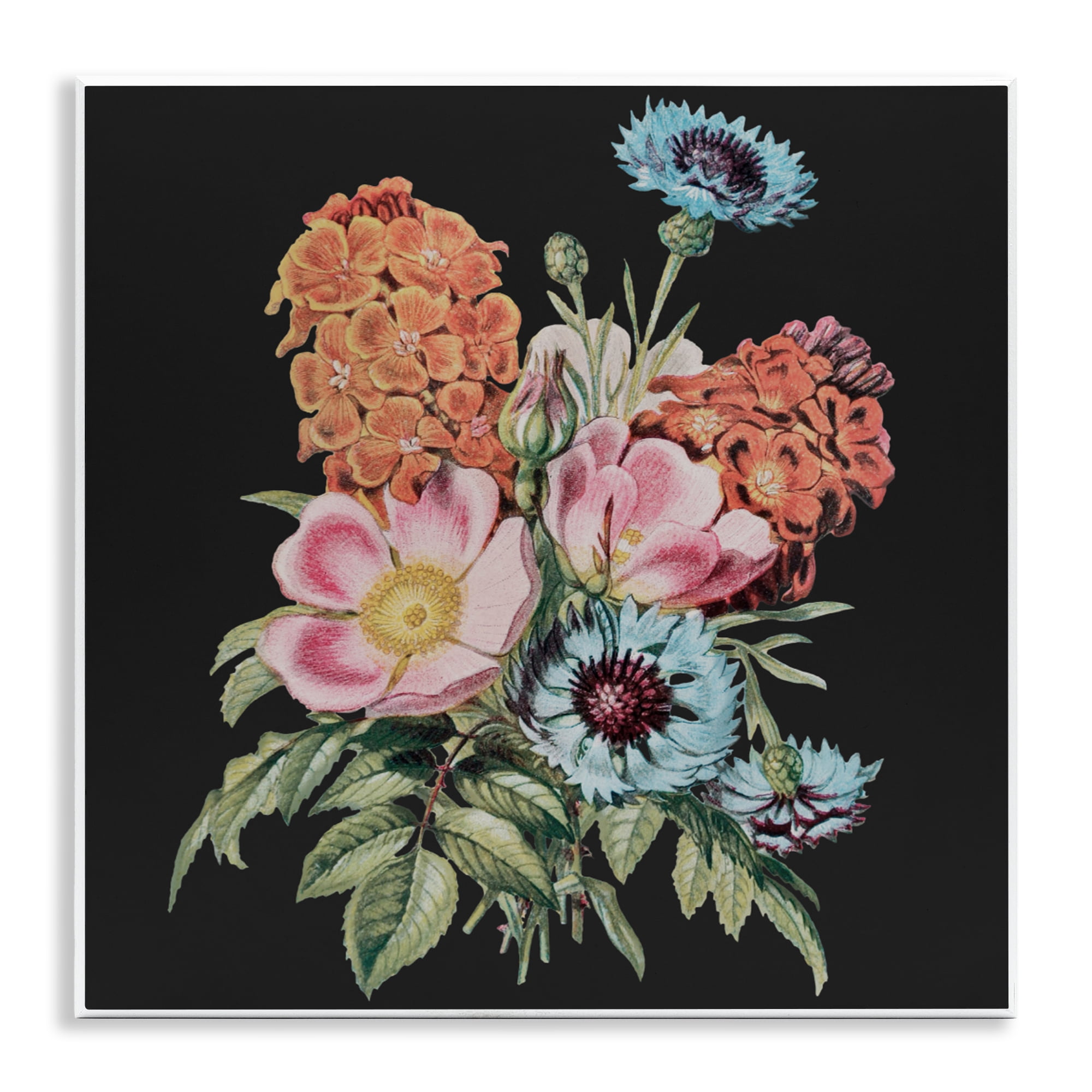 Stupell Industries Vintage Bouquet Study over Black Wall Plaque Art, design by Dan Meneely