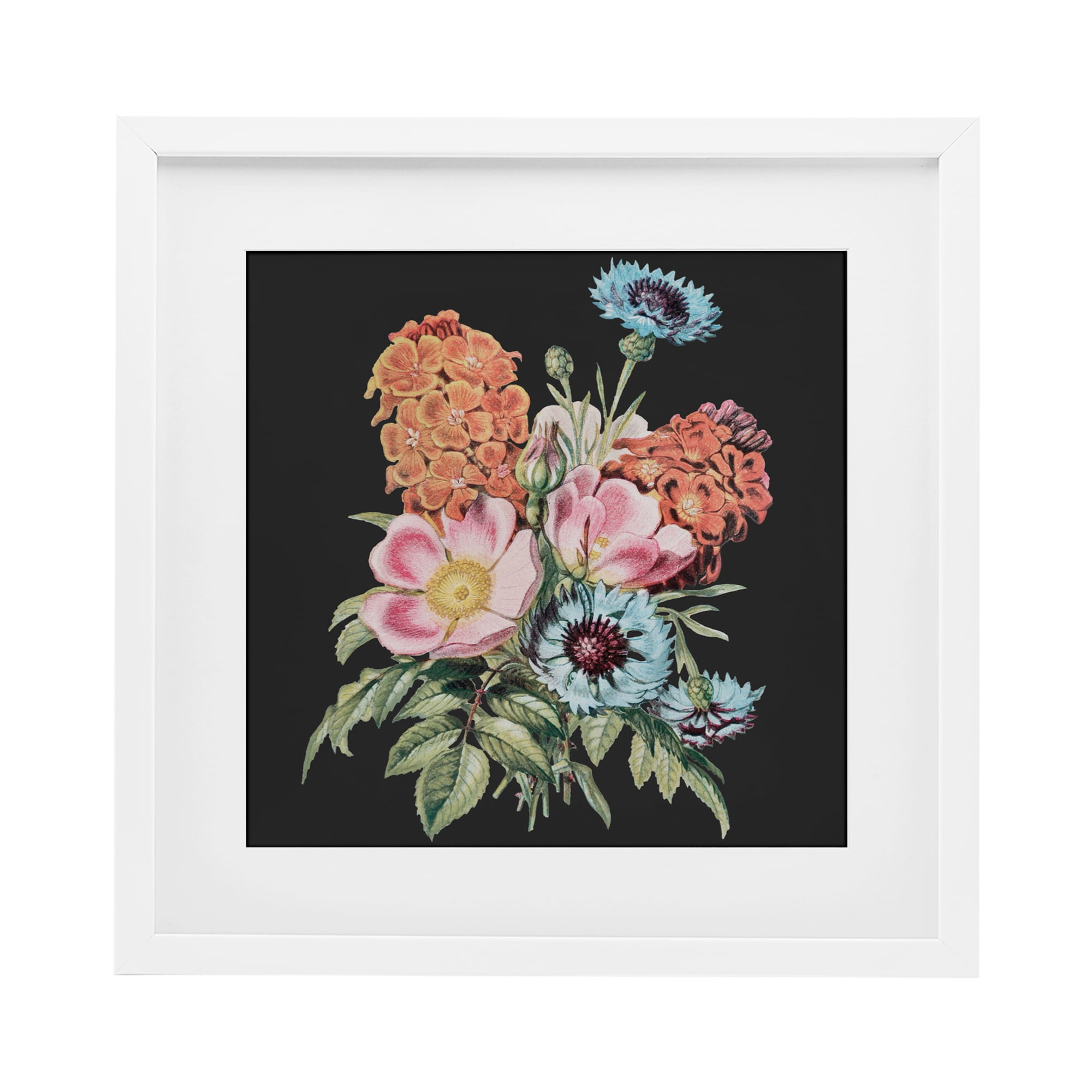 Stupell Industries Vintage Bouquet Study over Black White Framed Print Under Glass, design by Dan Meneely