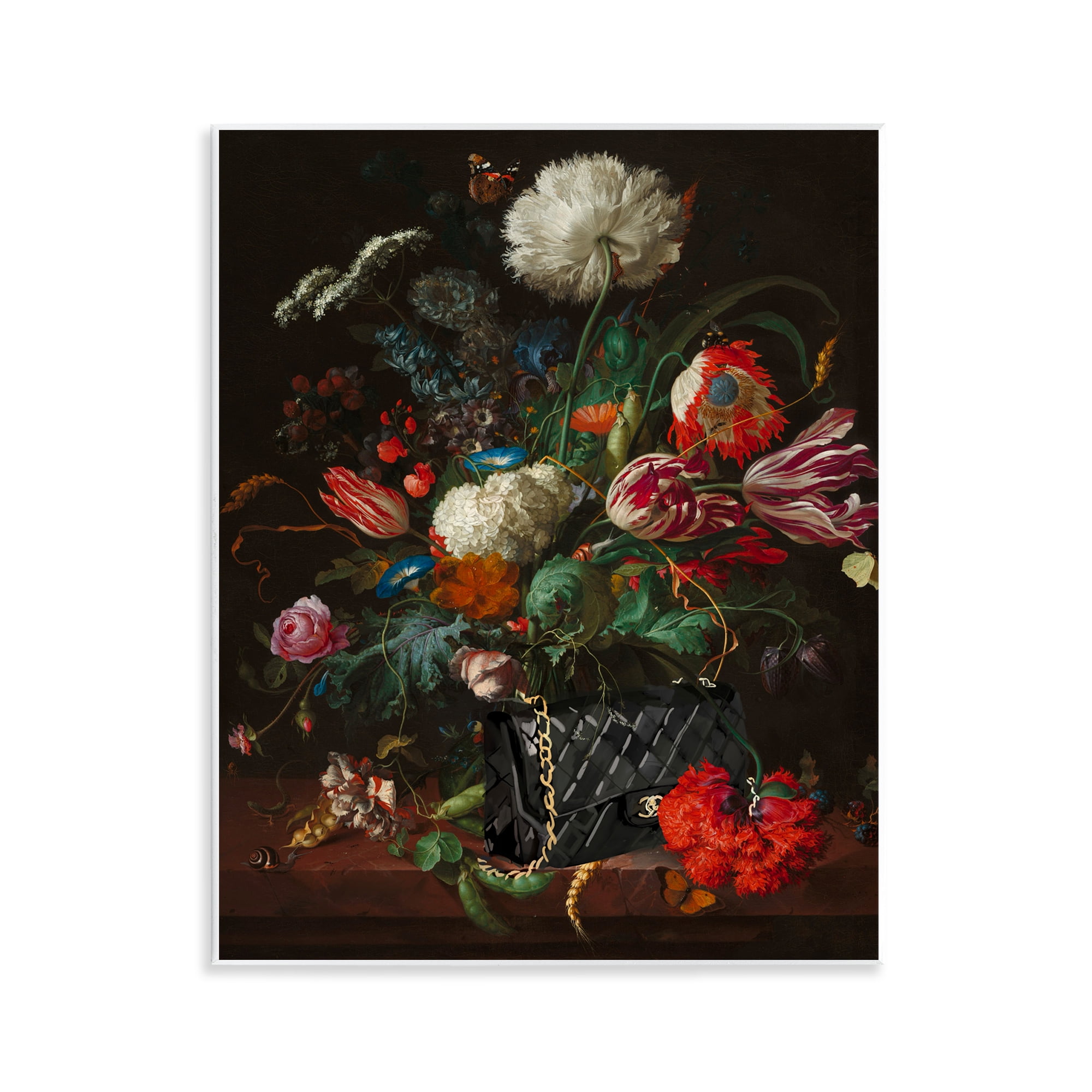 Stupell Industries Vintage Bouquet with Purse Botanical & Floral Painting Unframed Art Print Wall Art, 11 x 14
