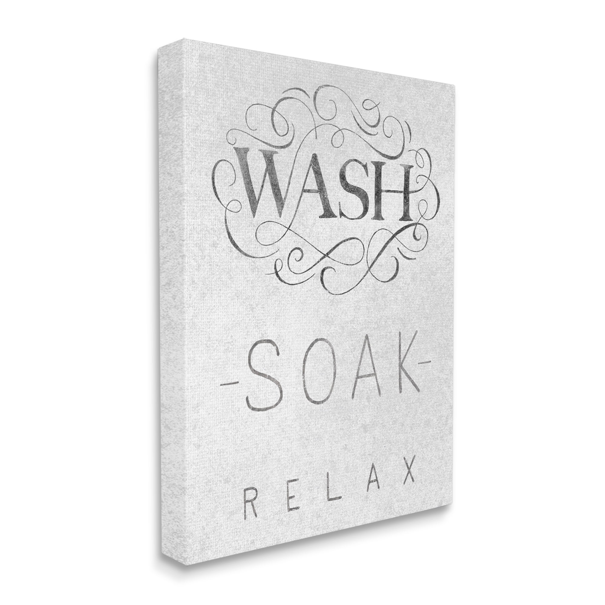 Stupell Industries Vintage Boutique Wash Soak Relax Bathroom Typography Typography Painting Gallery Wrapped Canvas Print Wall Art, 16 x 20