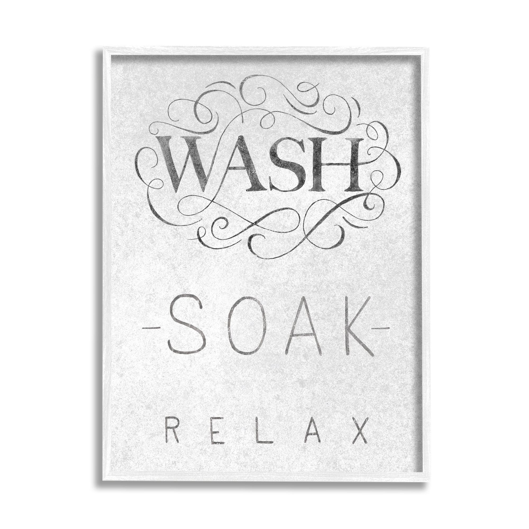 Stupell Industries Vintage Boutique Wash Soak Relax Bathroom Typography Typography Painting White Framed Art Print Wall Art, 16 x 20