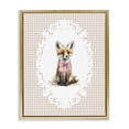 thumbnail image 1 of Stupell Industries Shabby Chic Vintage Bow Fox on Gingham Gold Floating Frame Canvas Art, 25 x 31, by Christine Simpson Art, 1 of 8