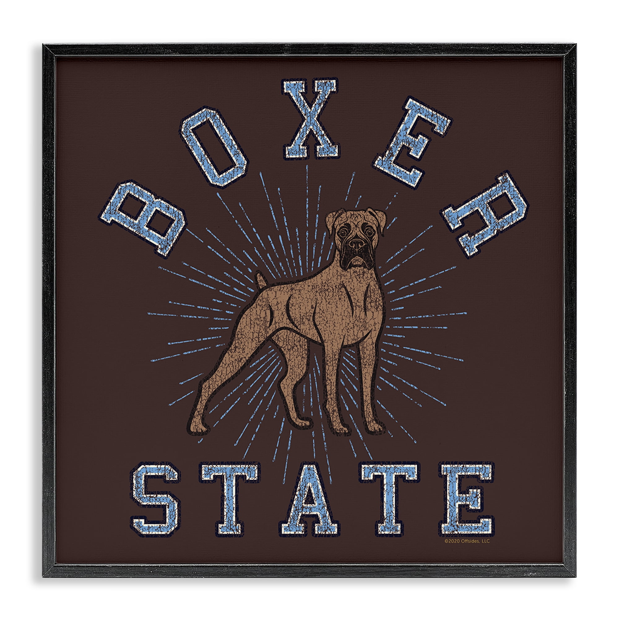 Stupell Industries Vintage Boxer State Novelty & Humor Painting Black Framed Art Print Wall Art, 12 x 12