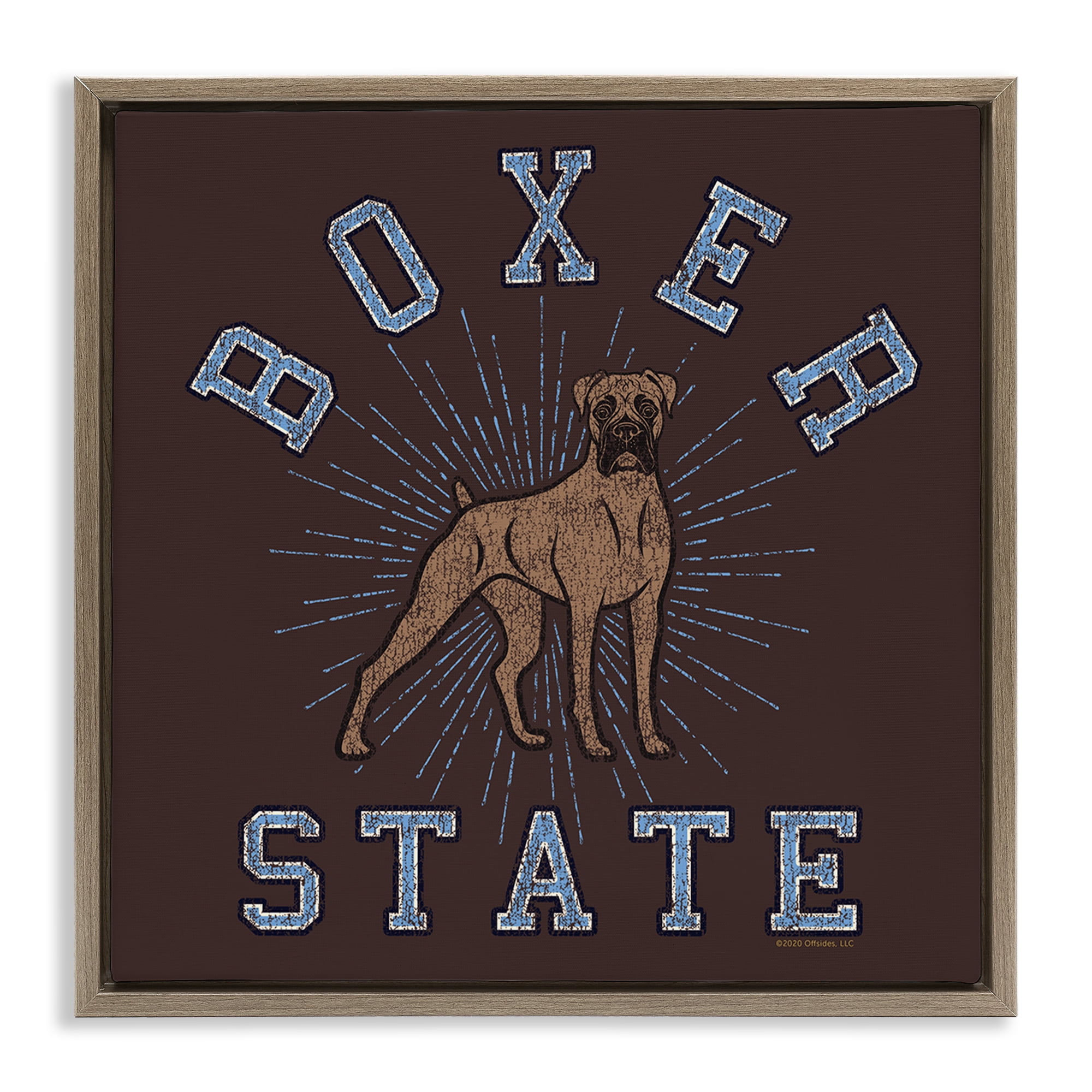 Stupell Industries Vintage Boxer State Novelty & Humor Painting Brown Floater Framed Canvas Art Print Wall Art, 25 x 25