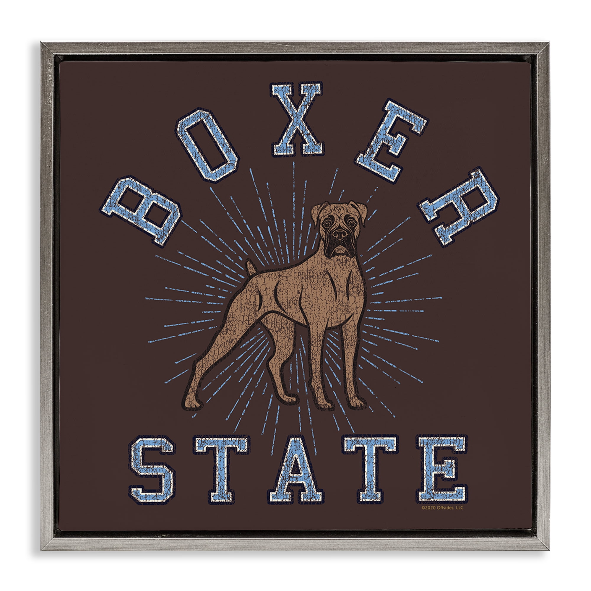 Stupell Industries Vintage Boxer State Novelty & Humor Painting Gray Floater Framed Canvas Art Print Wall Art, 25 x 25