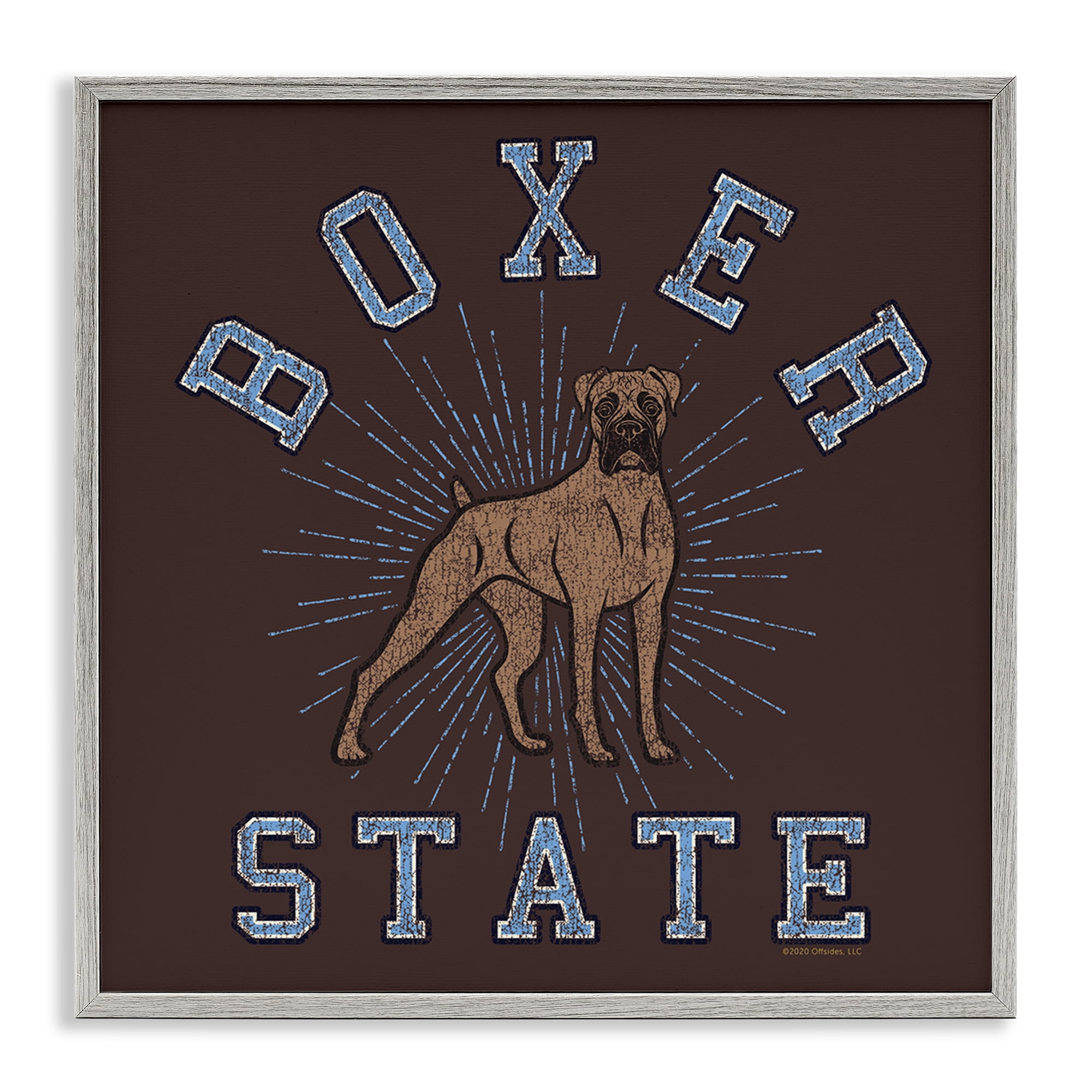 Stupell Industries Vintage Boxer State Novelty & Humor Painting Gray Framed Art Print Wall Art, 17 x 17
