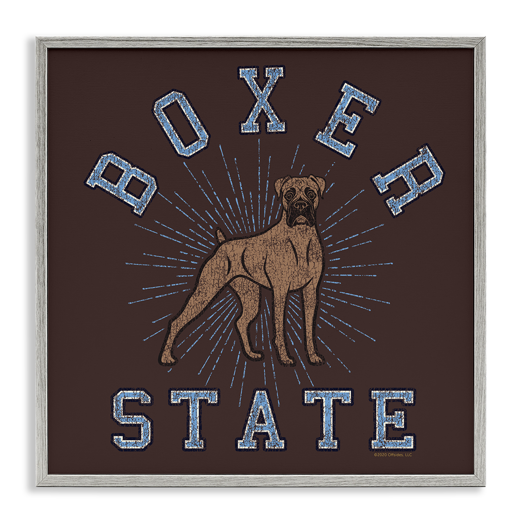 Stupell Industries Vintage Boxer State Novelty & Humor Painting Gray Framed Art Print Wall Art, 24 x 24