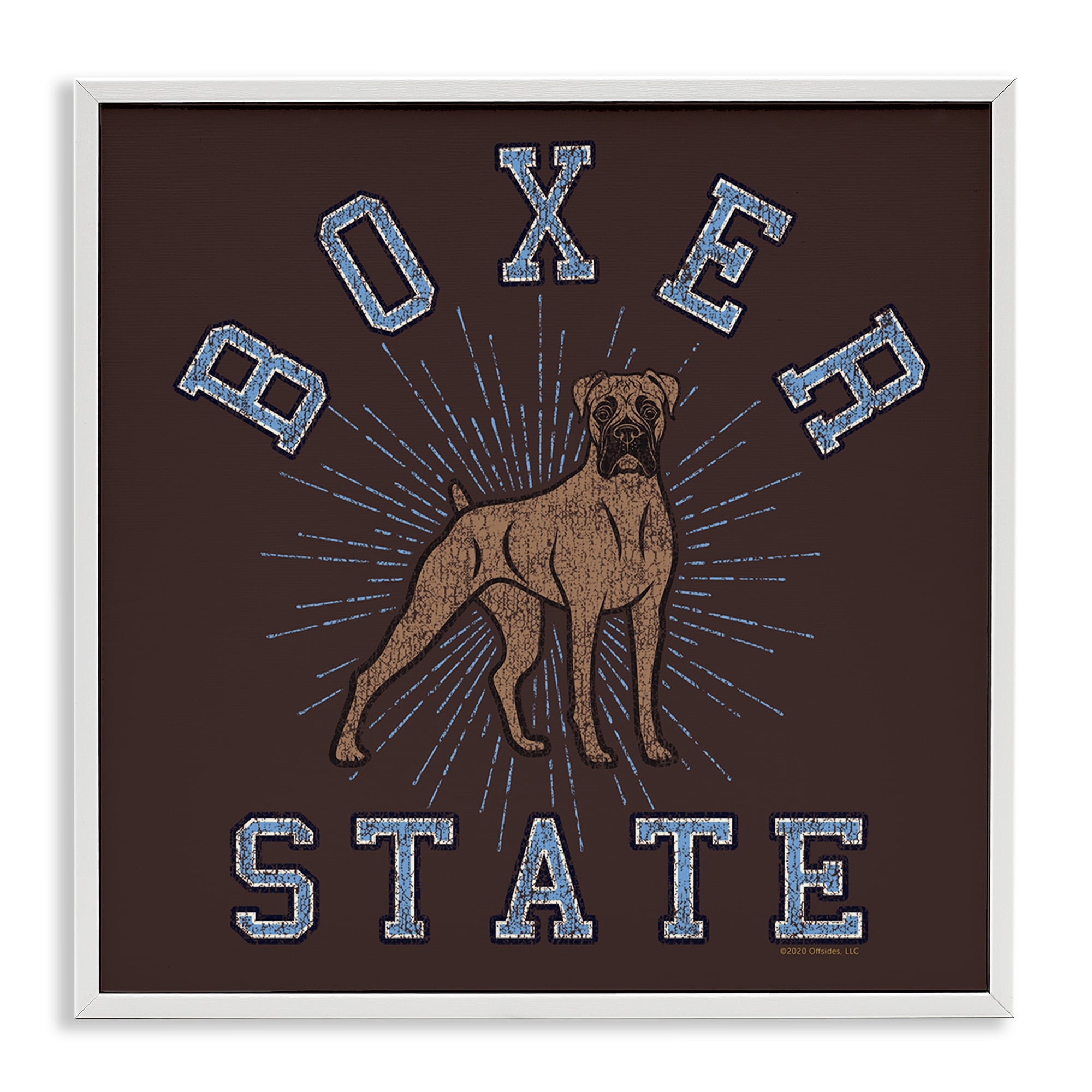 Stupell Industries Vintage Boxer State Novelty & Humor Painting White Framed Art Print Wall Art, 24 x 24