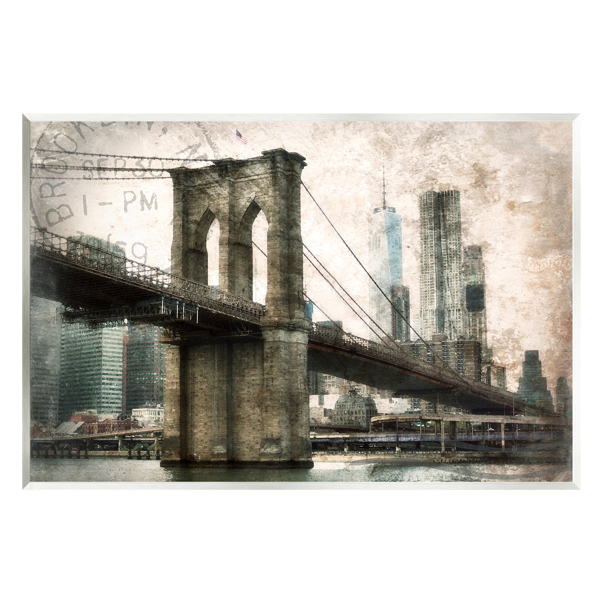 Stupell Industries Vintage Brooklyn Bridge Abstract Painting Unframed Art Print Wall Art, 19 x 13
