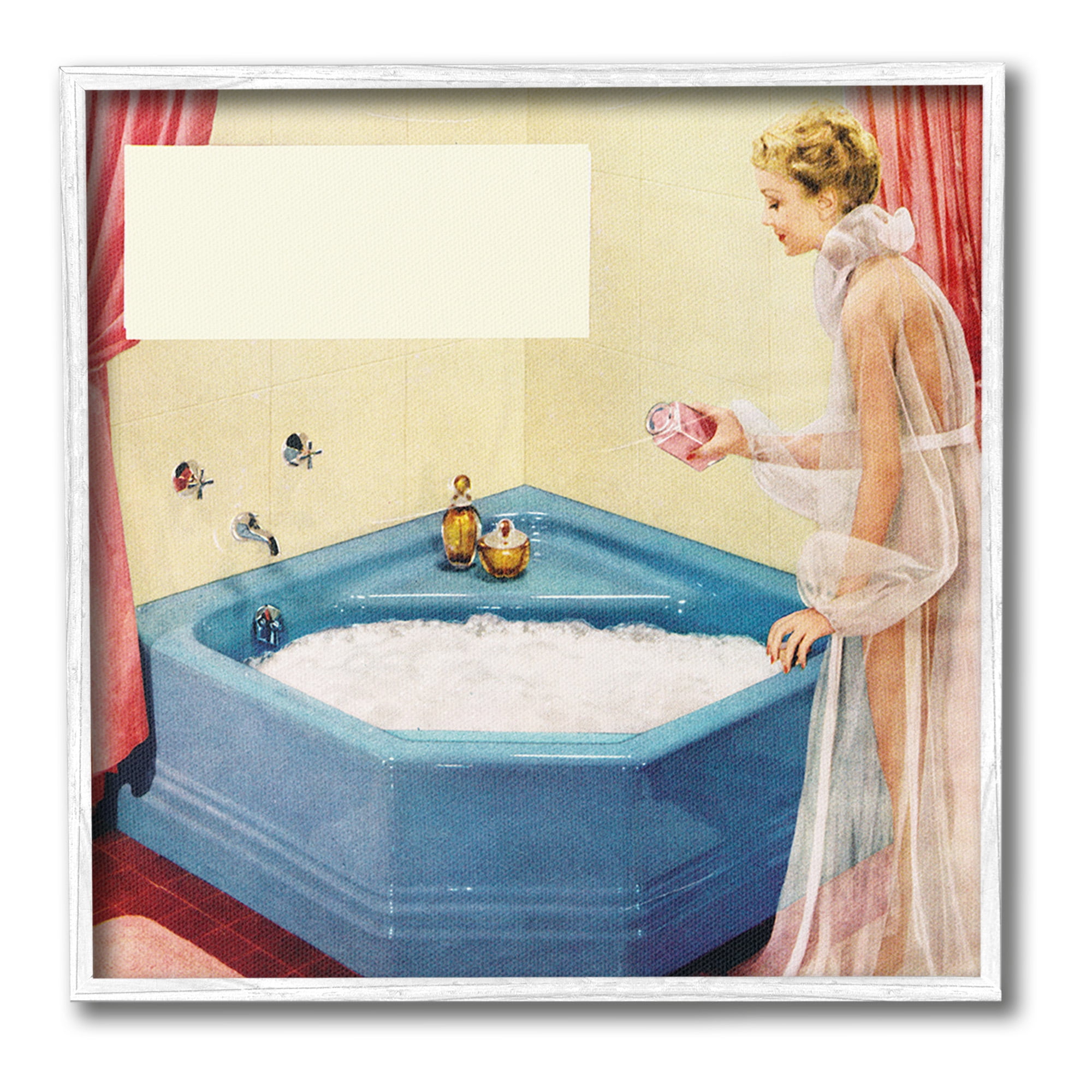 絵画 Bubble Bath Stupell Industries Vintage Bubble Bath Girl - 17 x 17 - Walmart.com
