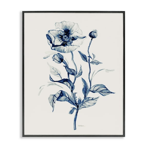 Stupell Industries Vintage Budding Florals Plants & Flowers Drawing Black Framed Art Print Wall Art, 11 x 14