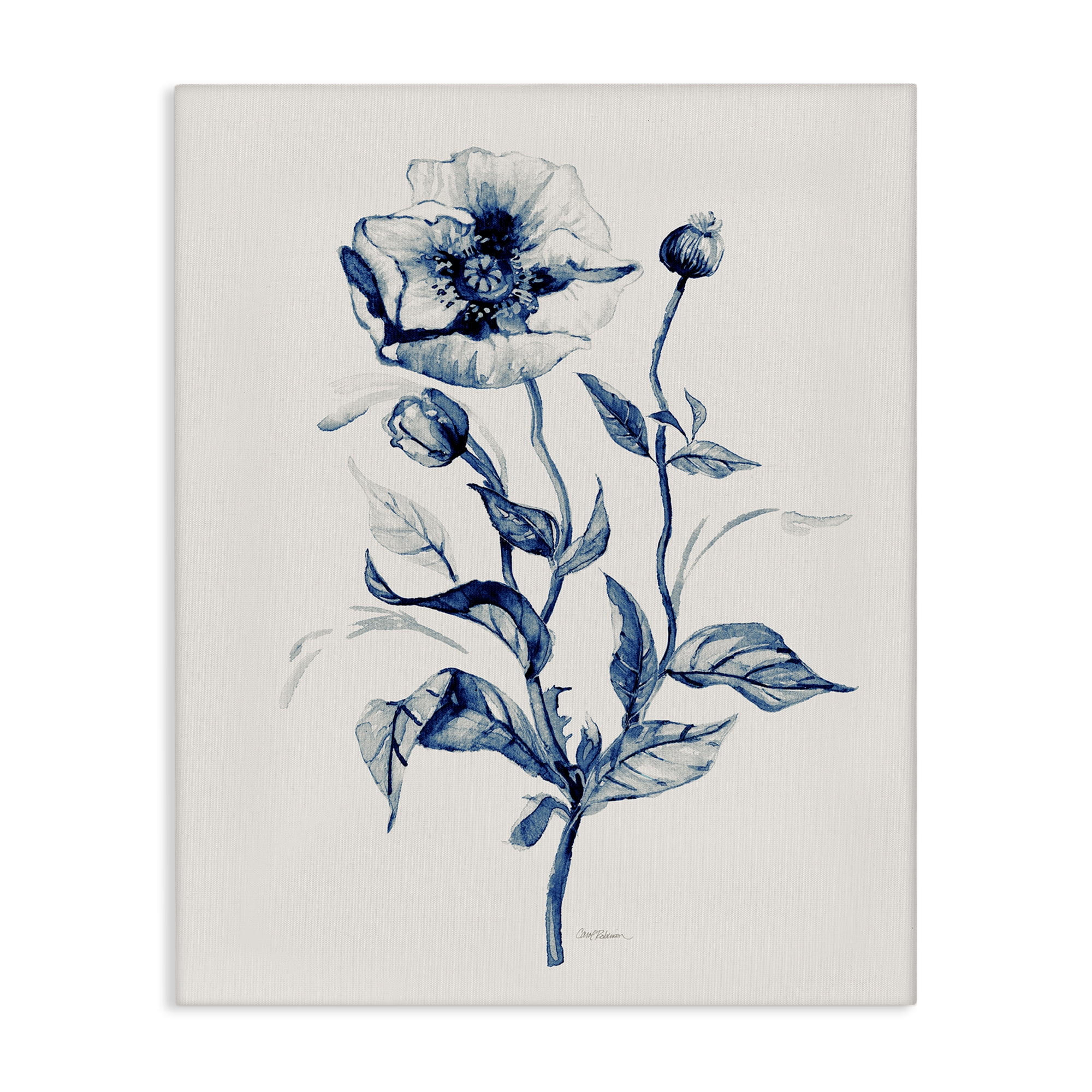 Stupell Industries Vintage Budding Florals Plants & Flowers Drawing Wrapped Canvas Art Print Wall Art, 36 x 48
