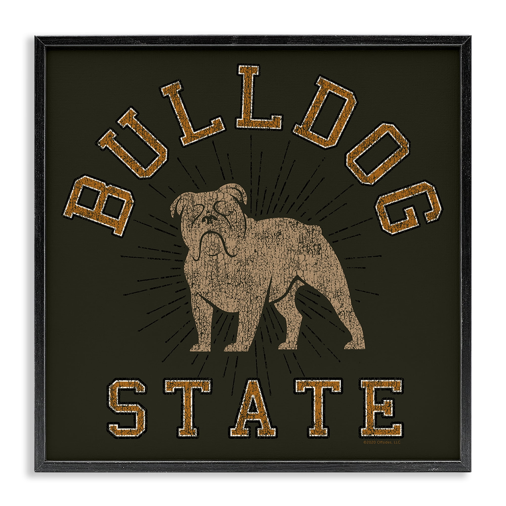 Stupell Industries Vintage Bulldog State Novelty & Humor Painting Black Framed Art Print Wall Art, 17 x 17