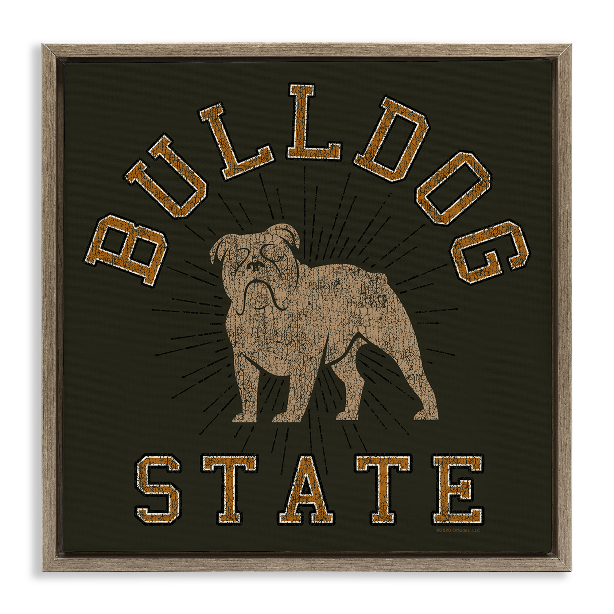 Stupell Industries Vintage Bulldog State Novelty & Humor Painting Brown Floater Framed Canvas Art Print Wall Art, 18 x 18