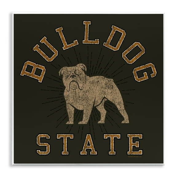 Stupell Industries Vintage Bulldog State Novelty & Humor Painting Unframed Art Print Wall Art, 12 x 12