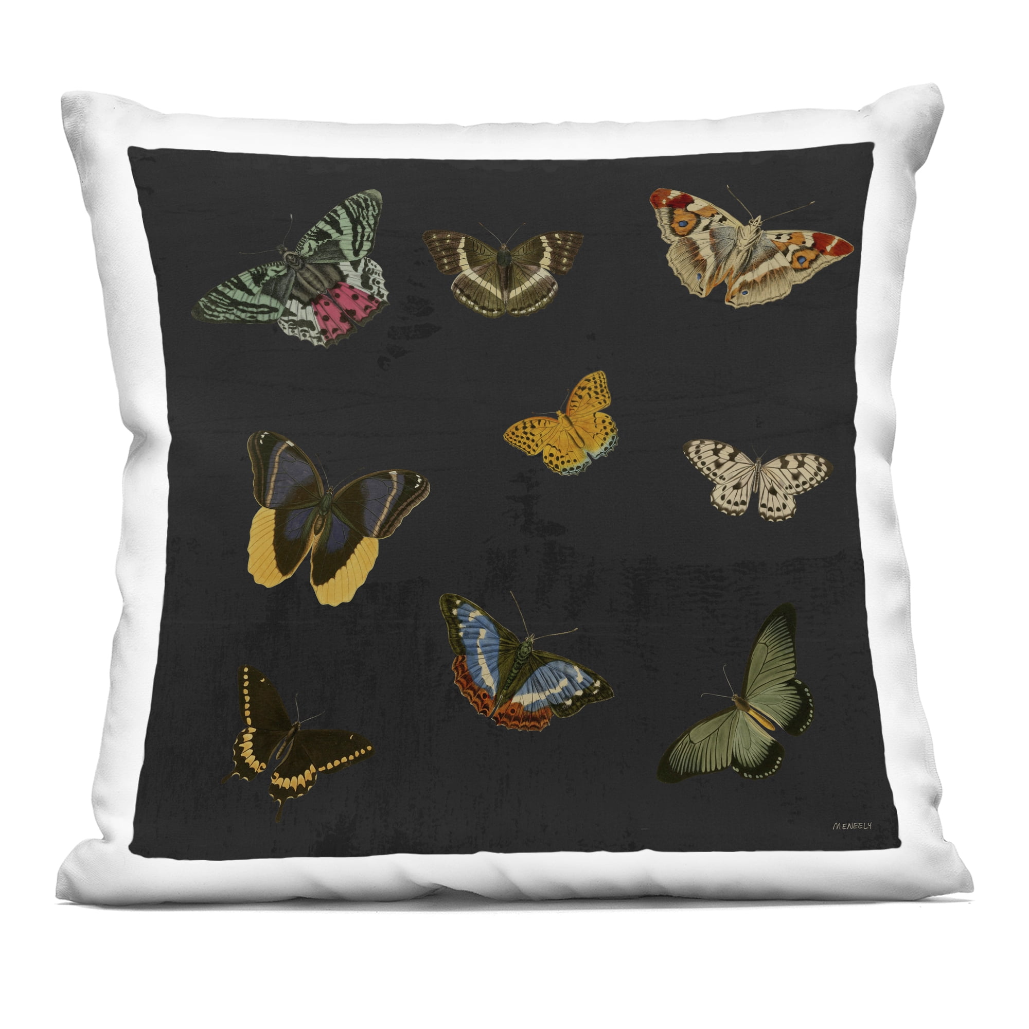 Stupell Industries Vintage Butterflies on Black Decorative Printed Throw Pillow, design by Dan Meneely