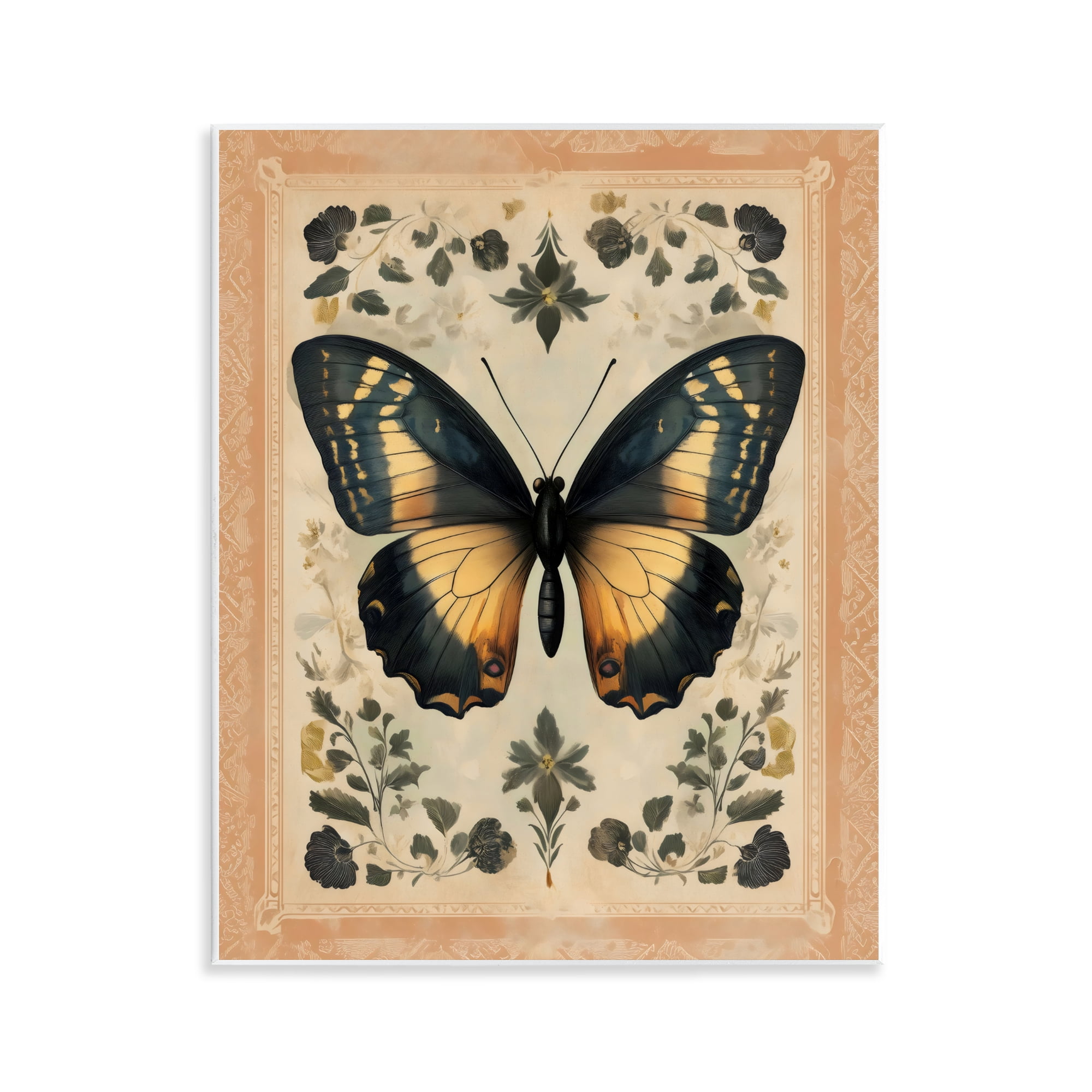 Stupell Industries Vintage Butterfly Botanical Illustration Wall Plaque Art, design by Arlington Prints