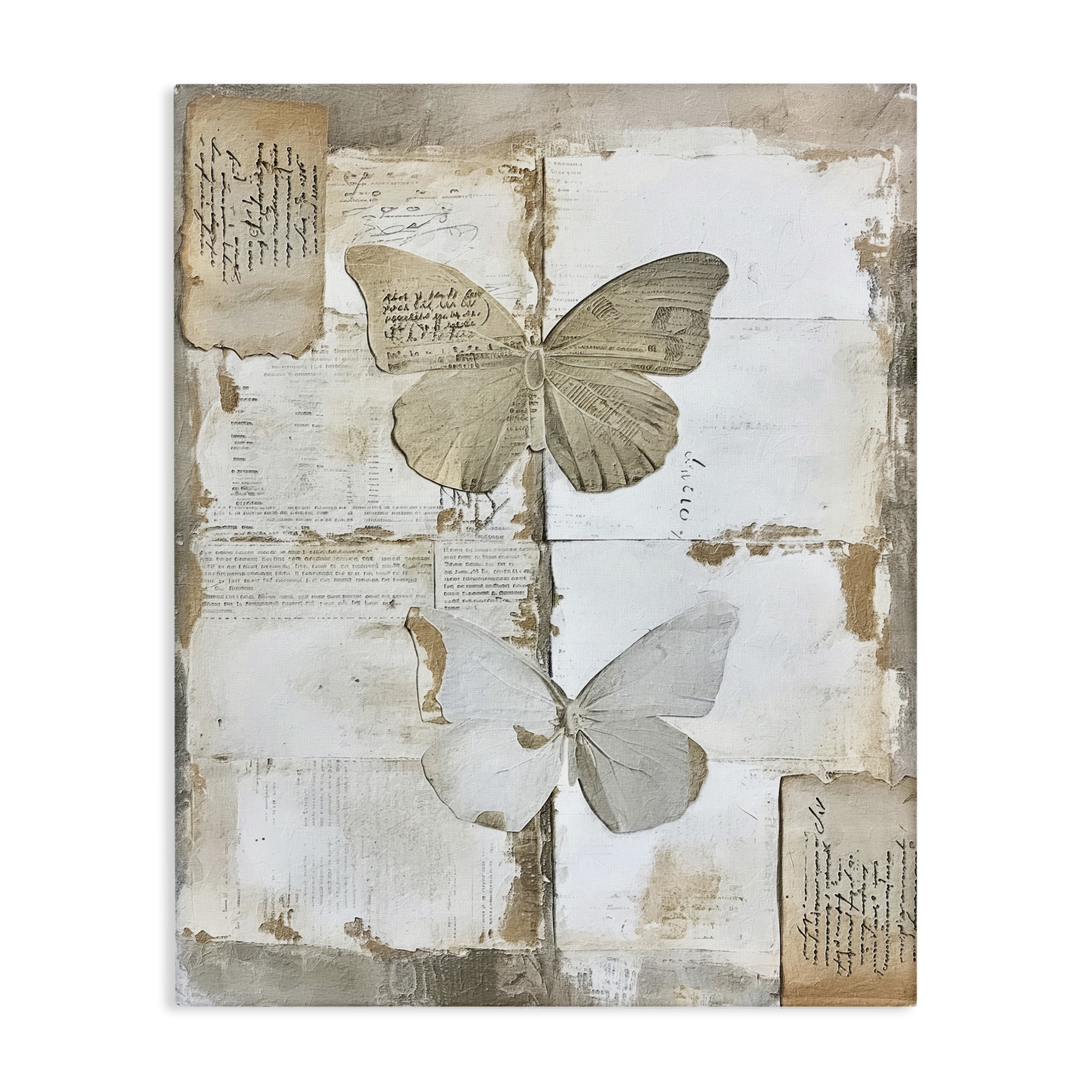 Stupell Industries Vintage Butterfly Collage Animals Painting Wrapped Canvas Art Print Wall Art, 30 x 40