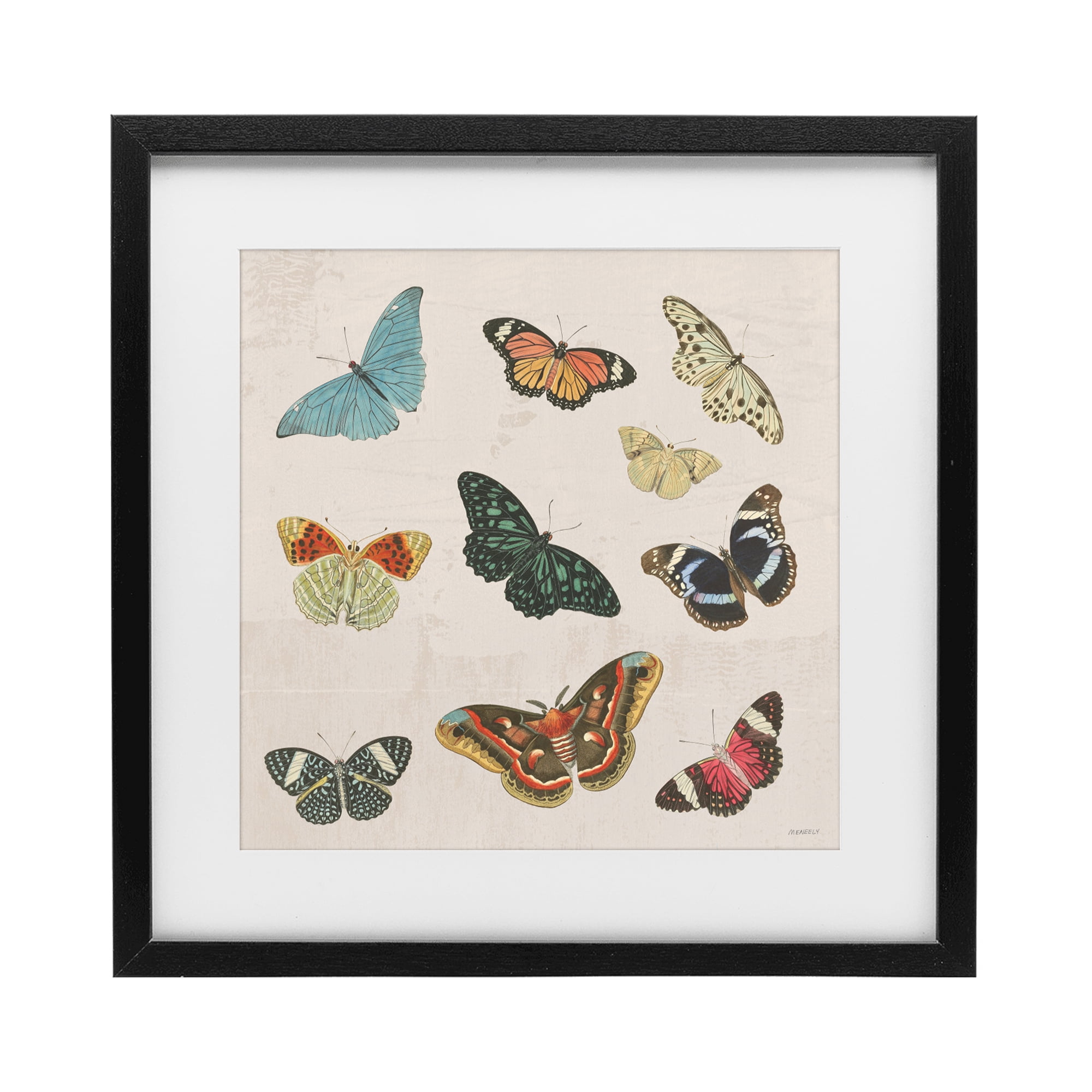 Stupell Industries Vintage Butterfly Flight Black Framed Print Under Glass, design by Dan Meneely