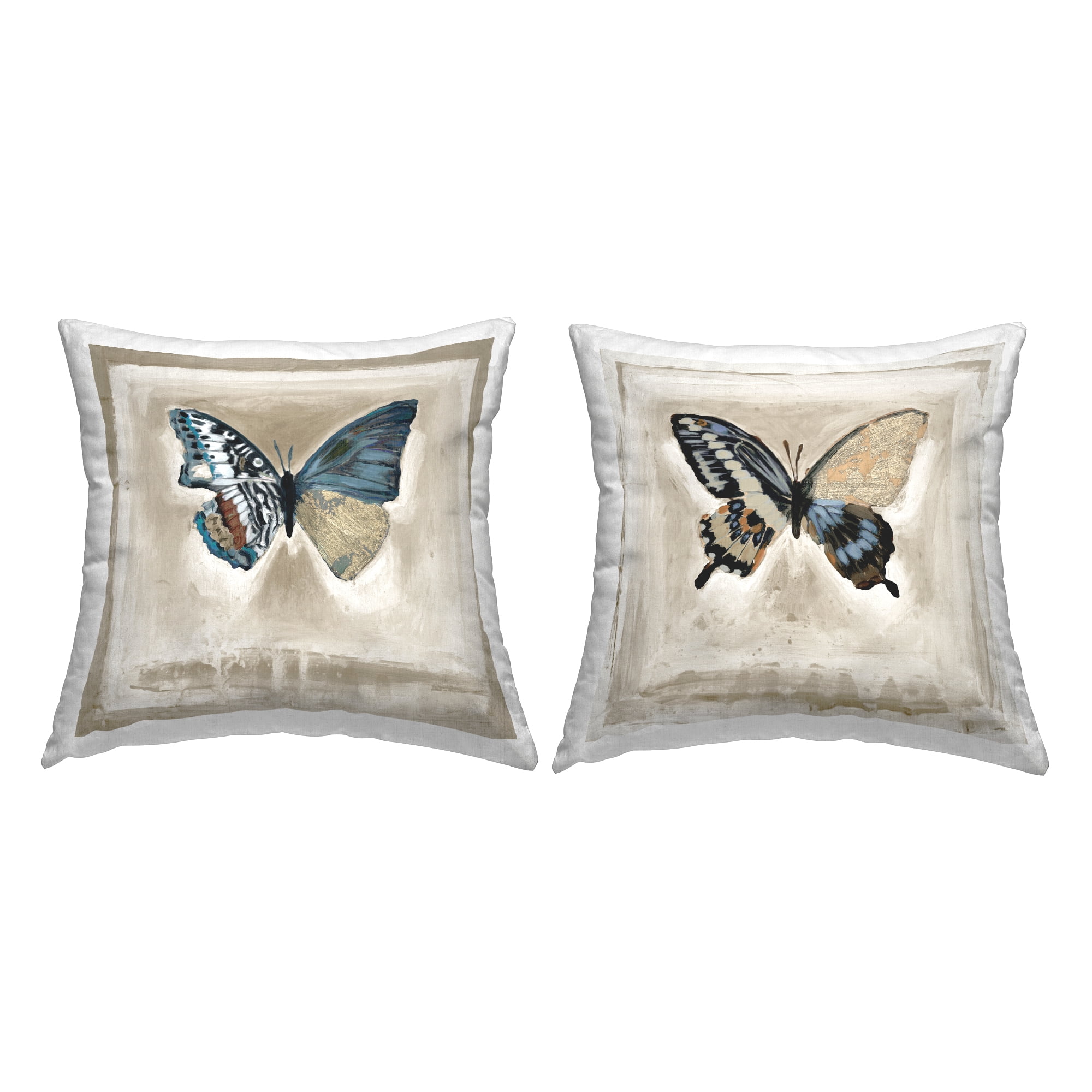 Stupell Industries Vintage Butterfly Specimens Square Decorative Printed Throw Pillow, 18 x 18, Set of 2