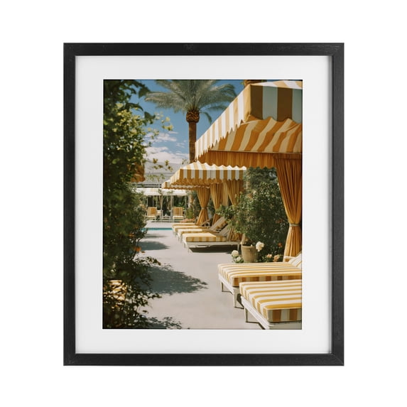 Stupell Industries Art Deco Vintage Cabanas at Poolside Black Framed Print Under Glass, 13 x 16, by Franklyn Gregory