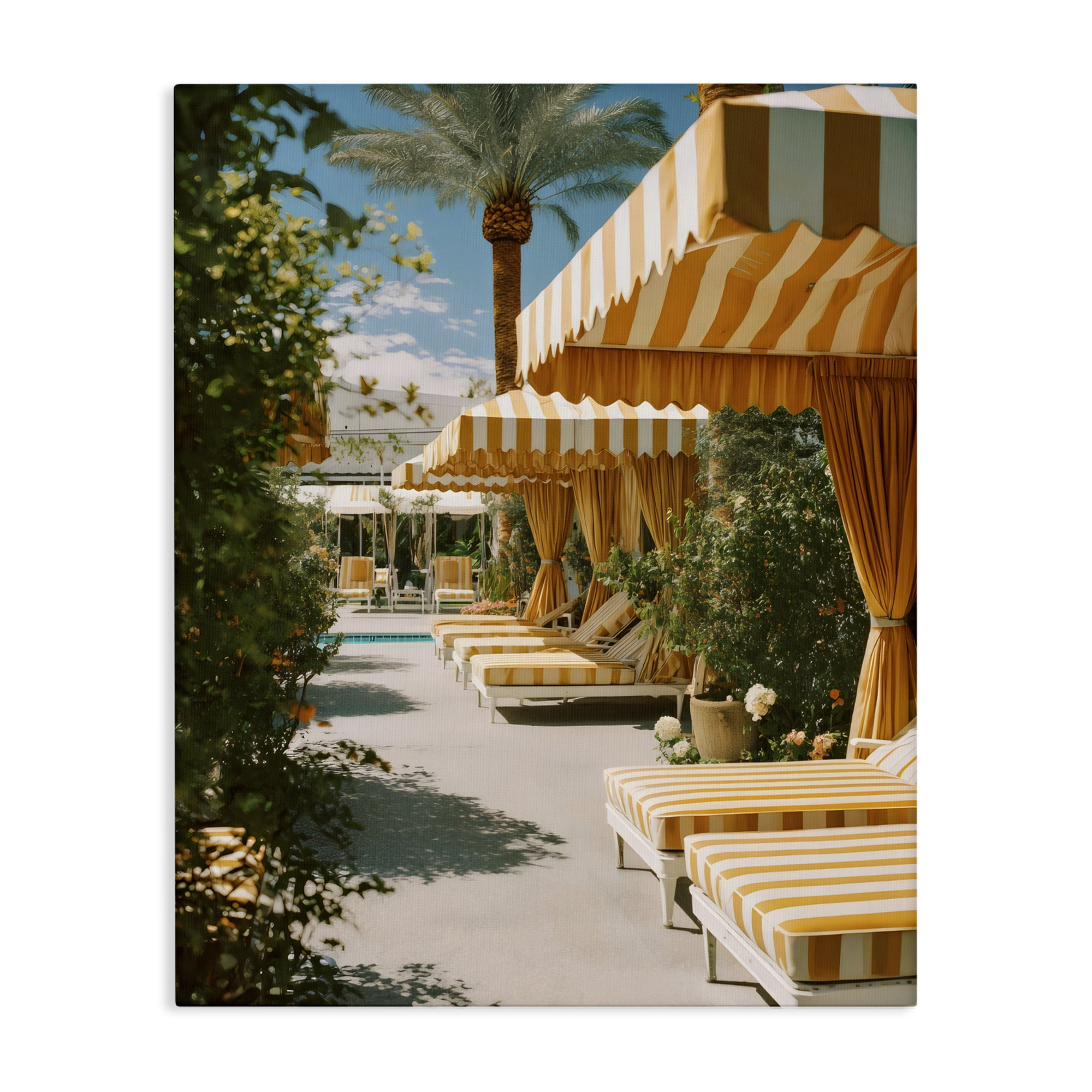 Stupell Industries Vintage Cabanas at Poolside Canvas Wall Art, design by Franklyn Gregory