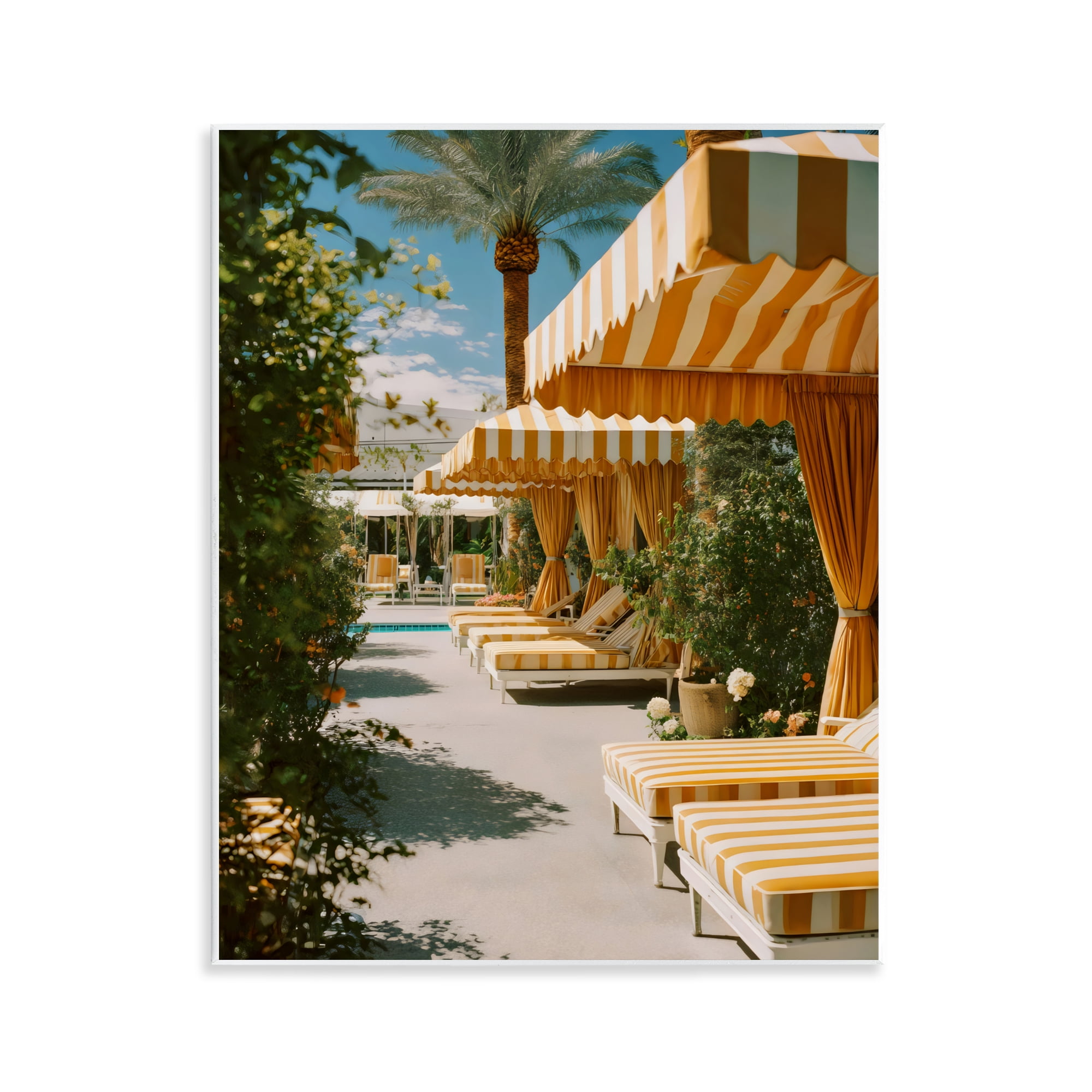 Stupell Industries Vintage Cabanas at Poolside Wall Plaque Art, design by Franklyn Gregory