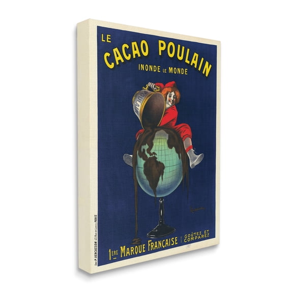 Stupell Industries Vintage Cacao Chocolate Advertisement Parisian Dessert Food & Beverage Painting Black Framed Art Print Wall Art, 11 x 14