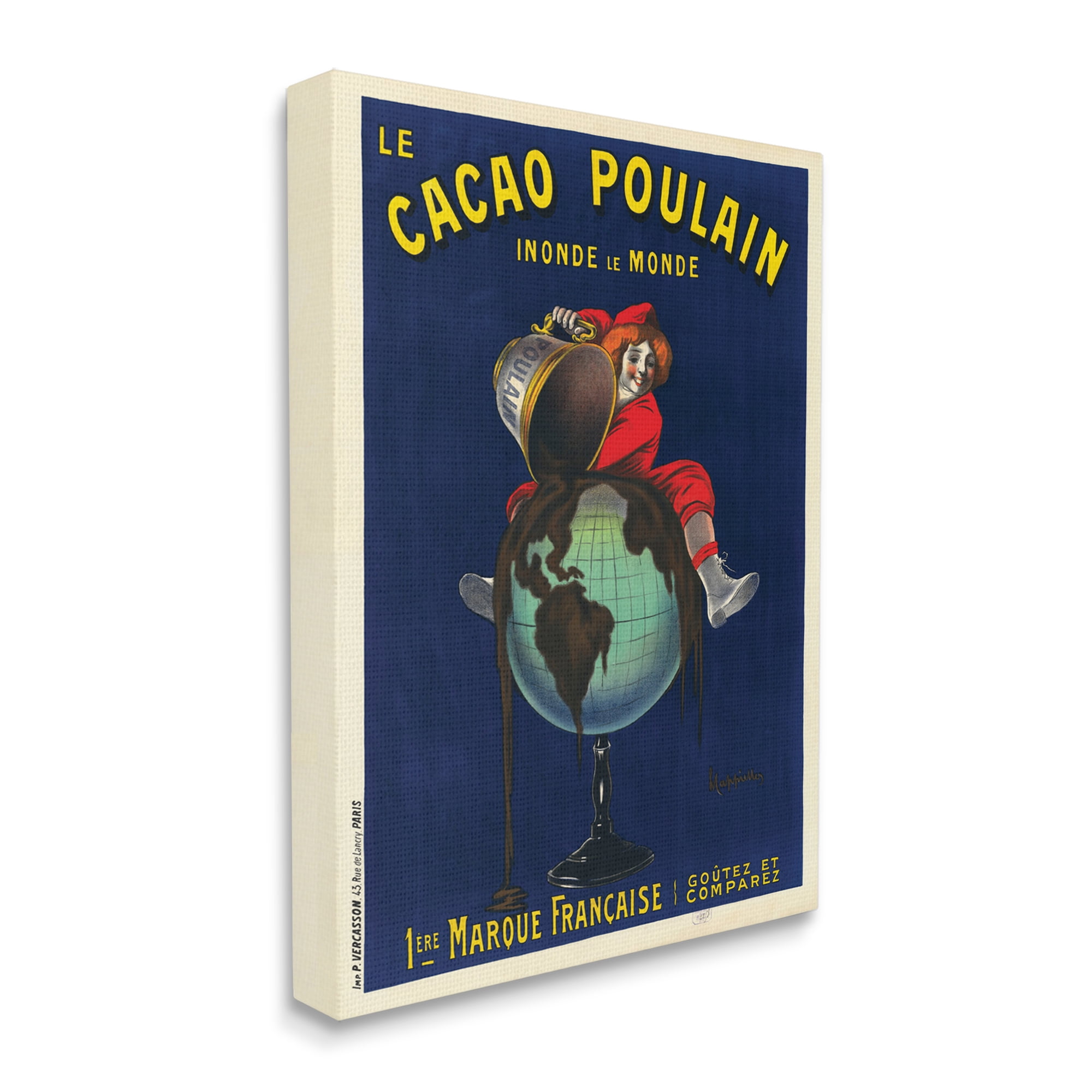 Stupell Industries Vintage Cacao Chocolate Advertisement Parisian Dessert Food & Beverage Painting Gallery Wrapped Canvas Art Print Wall Art, 24 x 30