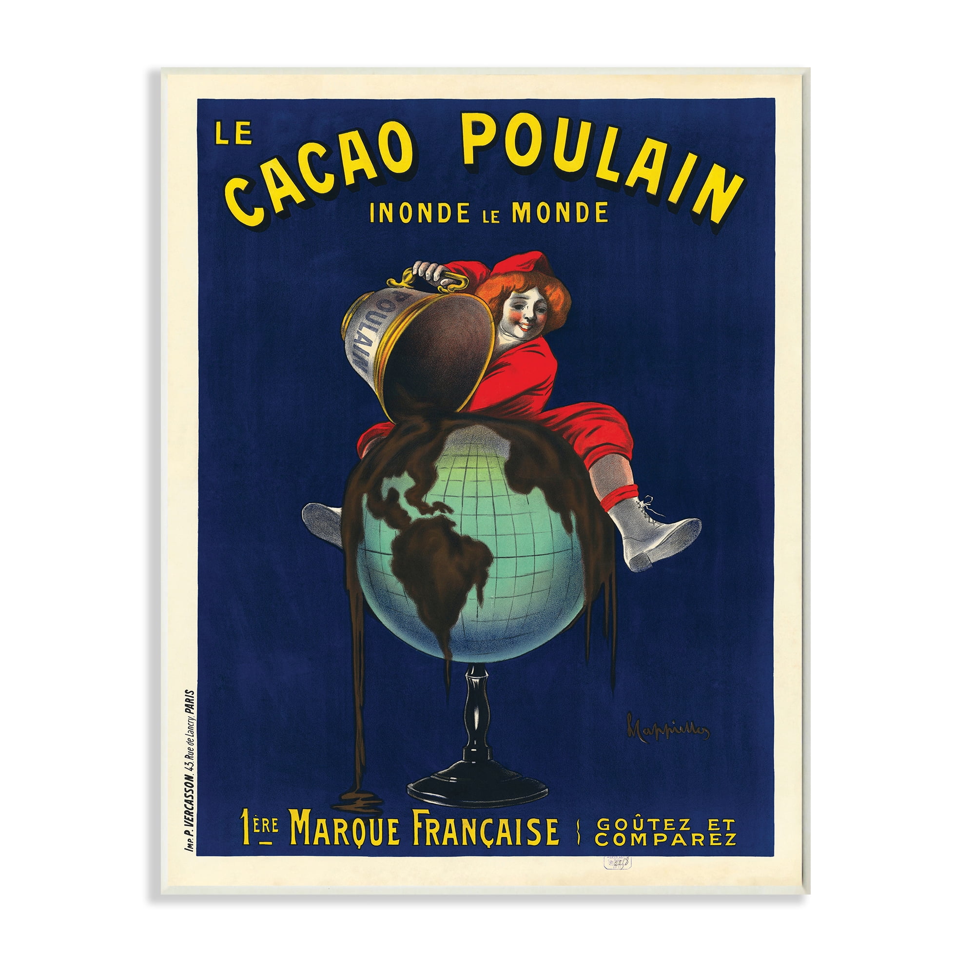 Stupell Industries Vintage Cacao Chocolate Advertisement Parisian Dessert Food & Beverage Painting Unframed Art Print Wall Art, 10 x 15