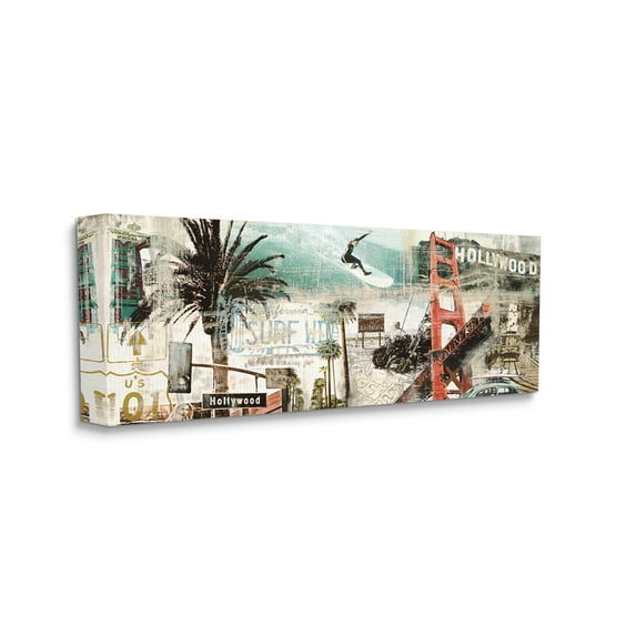 Stupell Industries Vintage California Collage Urban City Landmarks,13 x 30,Designed by Tyler Burke