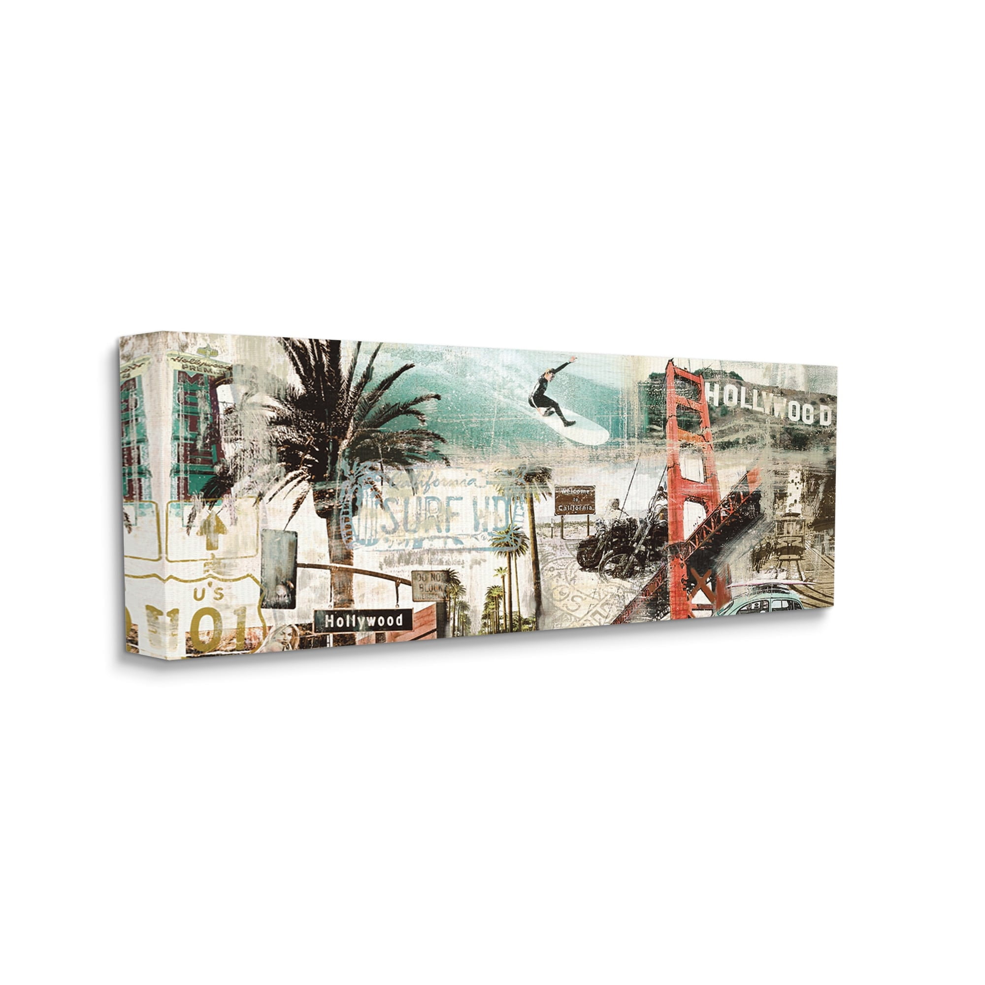 Stupell Industries Vintage California Collage Urban City Landmarks,17 x 40,Designed by Tyler Burke