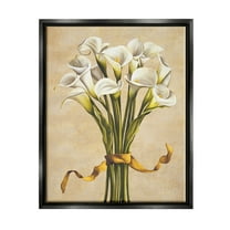 Stupell Industries Vintage Calla Lilies Botanical & Floral Painting Black Floater Framed Canvas Art Print Wall Art, 17 x 21