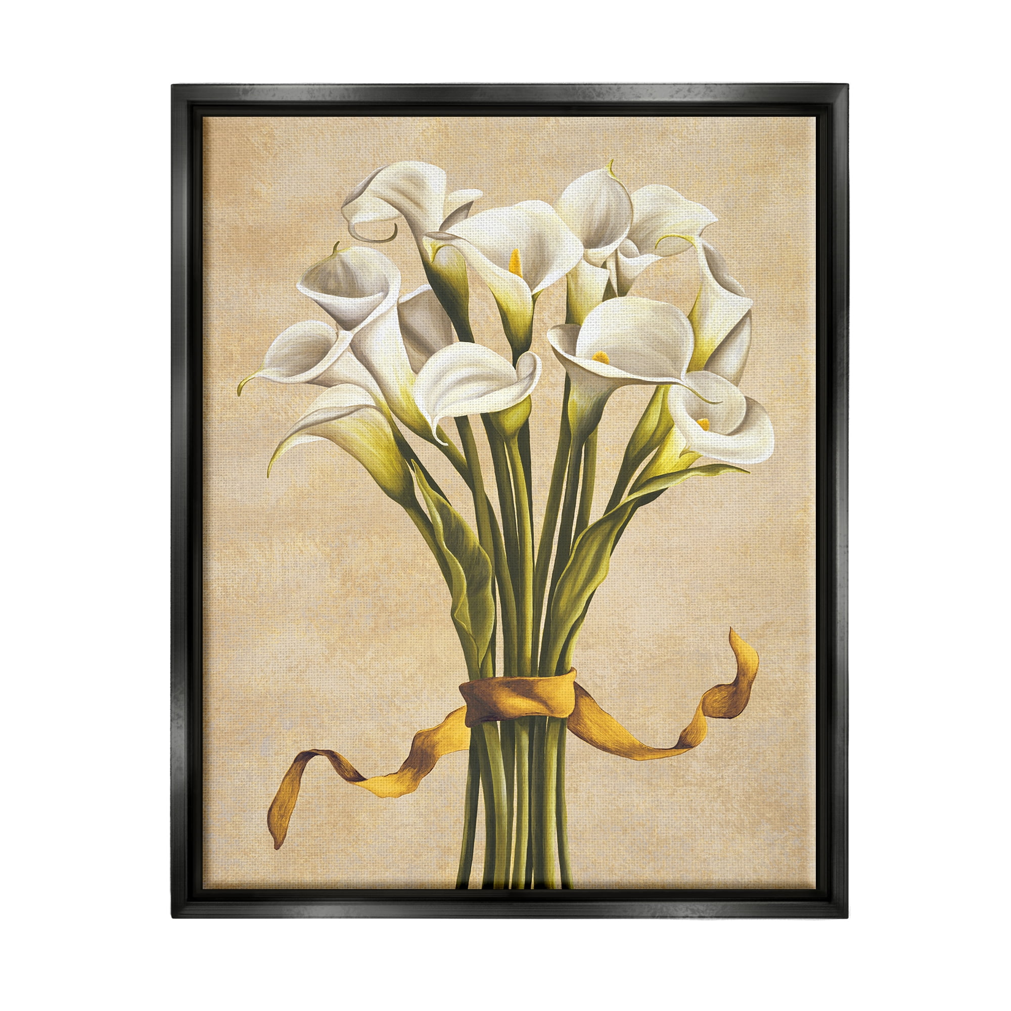 Stupell Industries Vintage Calla Lilies Botanical & Floral Painting Black Floater Framed Canvas Art Print Wall Art, 25 x 31