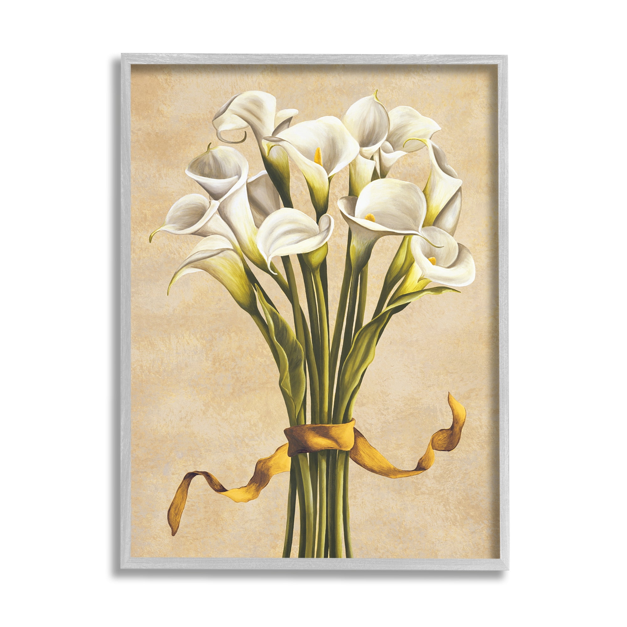 Stupell Industries Vintage Calla Lilies Botanical & Floral Painting Gray Framed Art Print Wall Art, 11 x 14