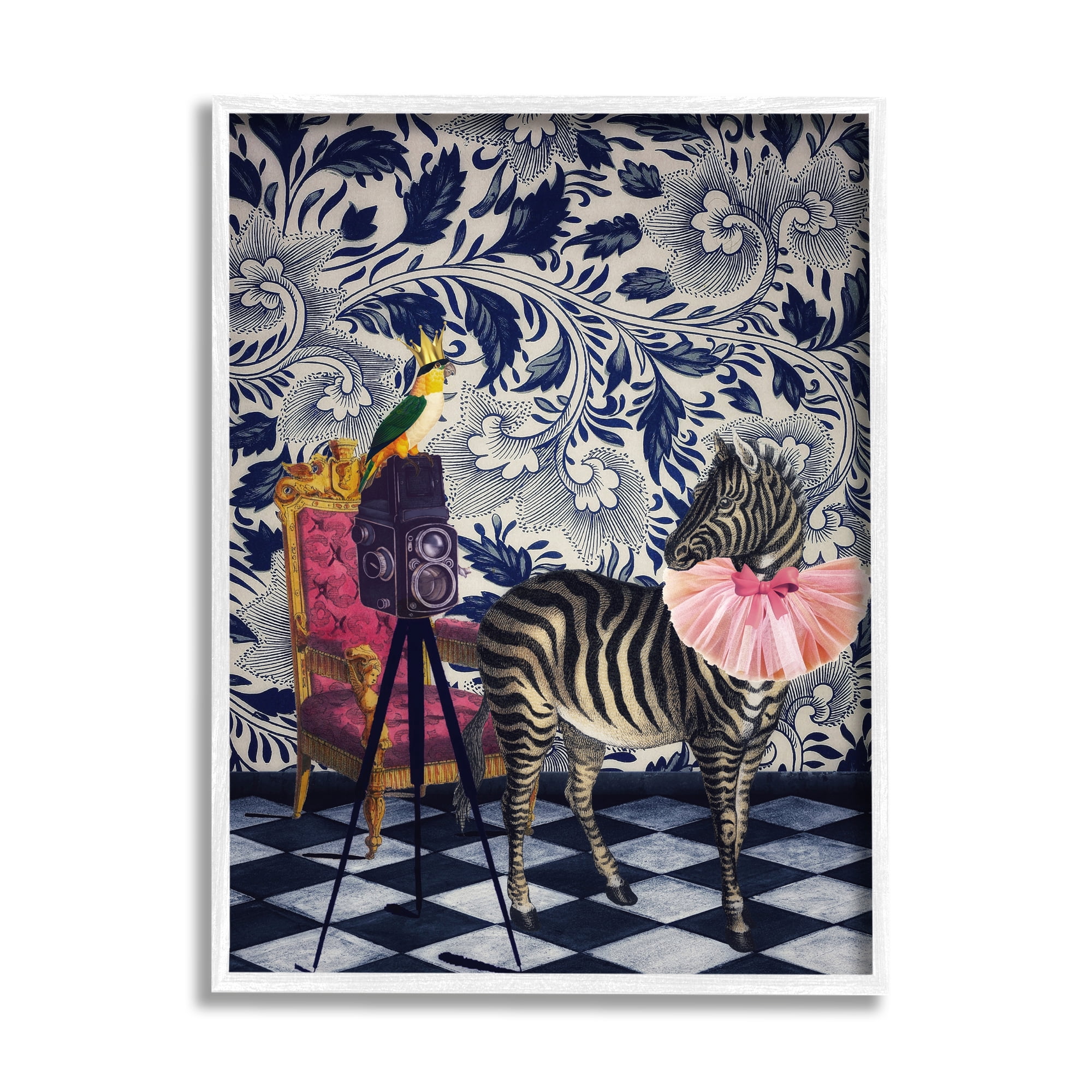 Stupell Industries Vintage Camera and Safari Animals Regal Floral Pattern, 11 x 14,Design by Erika C. Brothers
