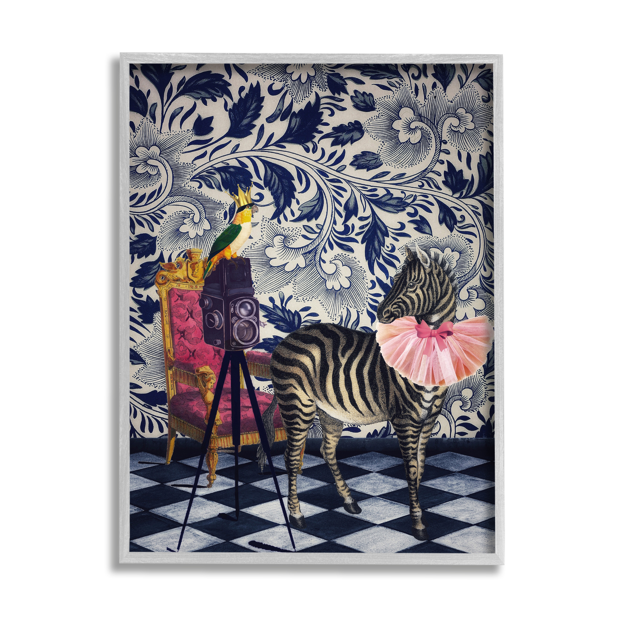 Stupell Industries Vintage Camera and Safari Animals Regal Floral Pattern, 16 x 20,Design by Erika C. Brothers