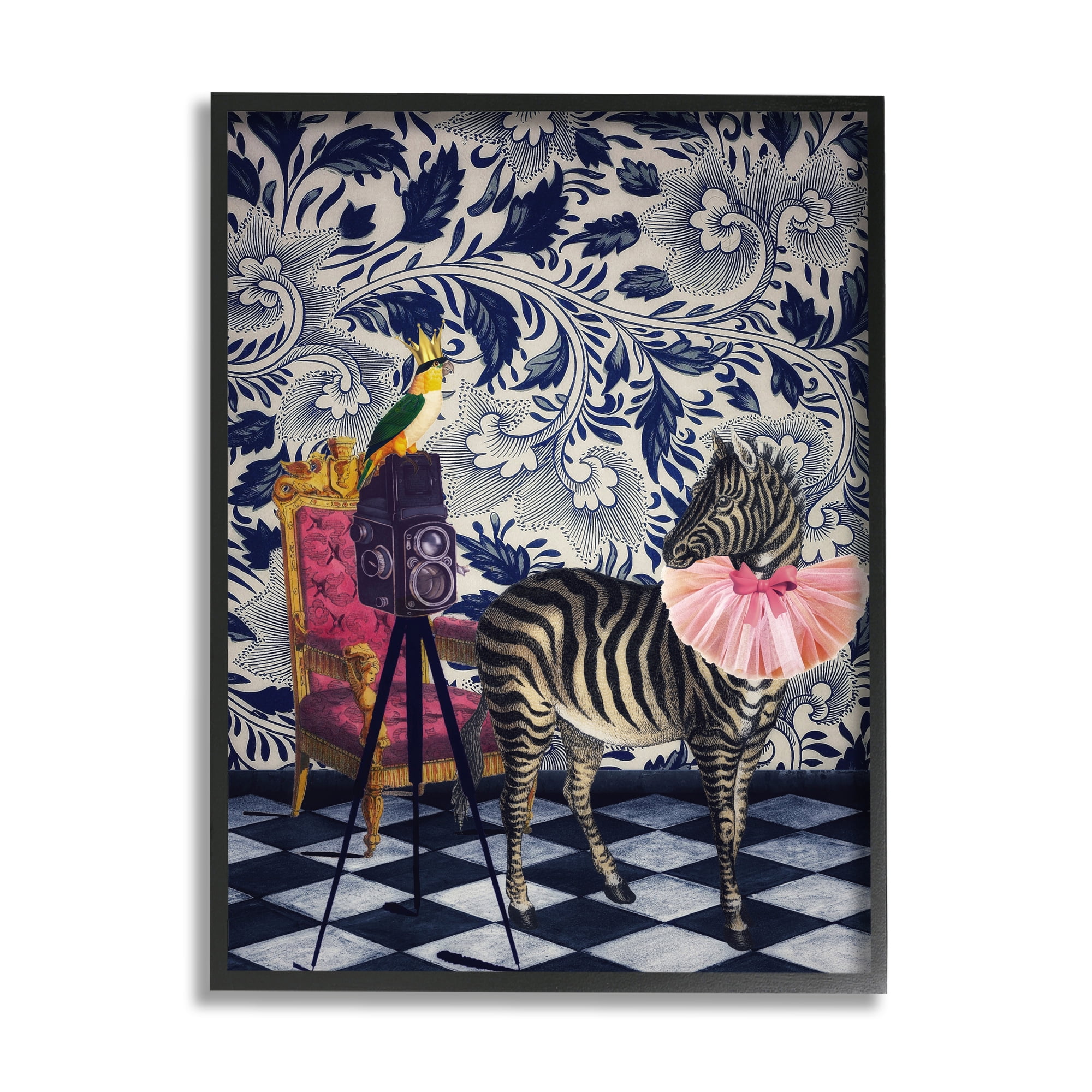 Stupell Industries Vintage Camera and Safari Animals Regal Floral Pattern, 16 x 20,Design by Erika C. Brothers