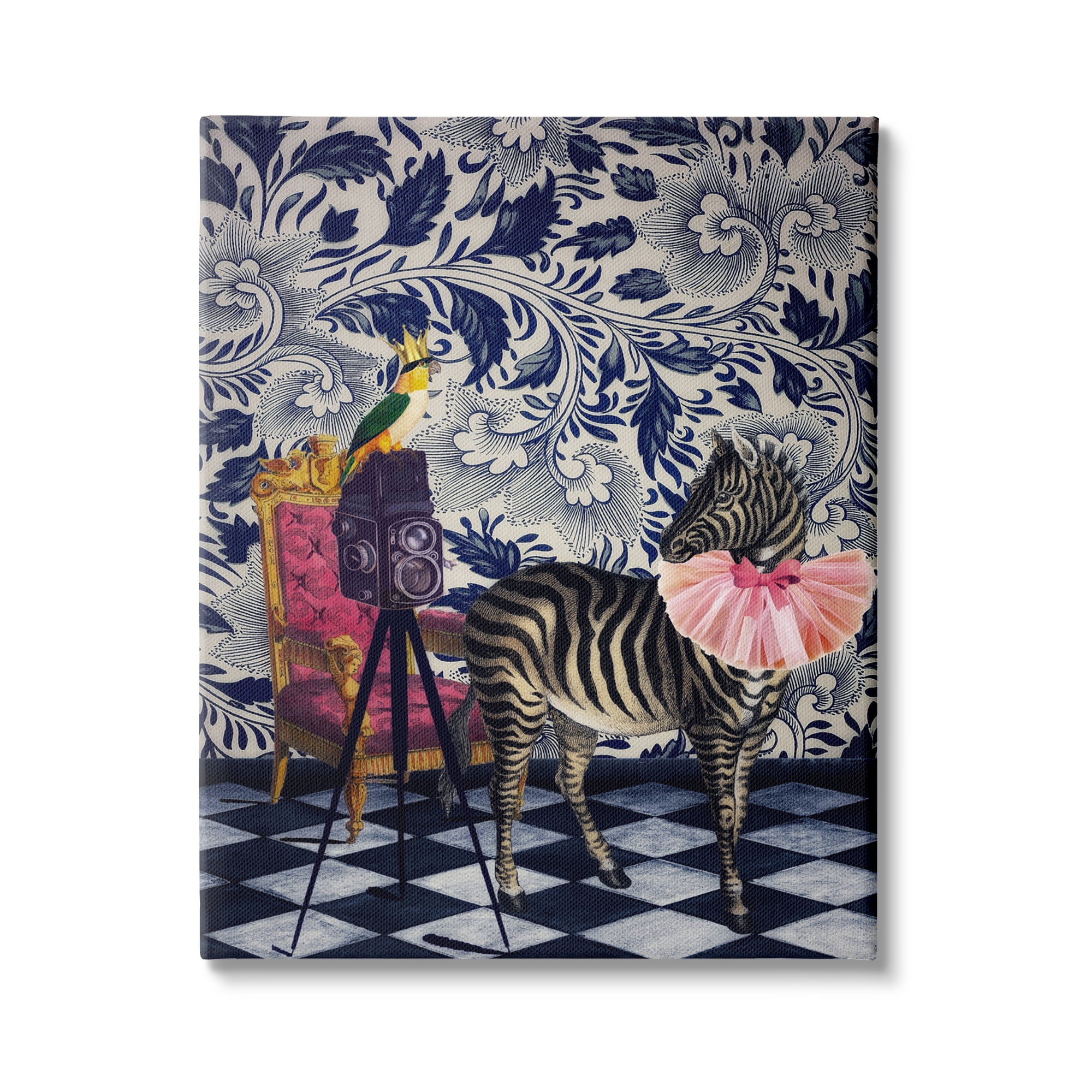 Stupell Industries Vintage Camera and Safari Animals Regal Floral Pattern, 36 x 48,Design by Erika C. Brothers