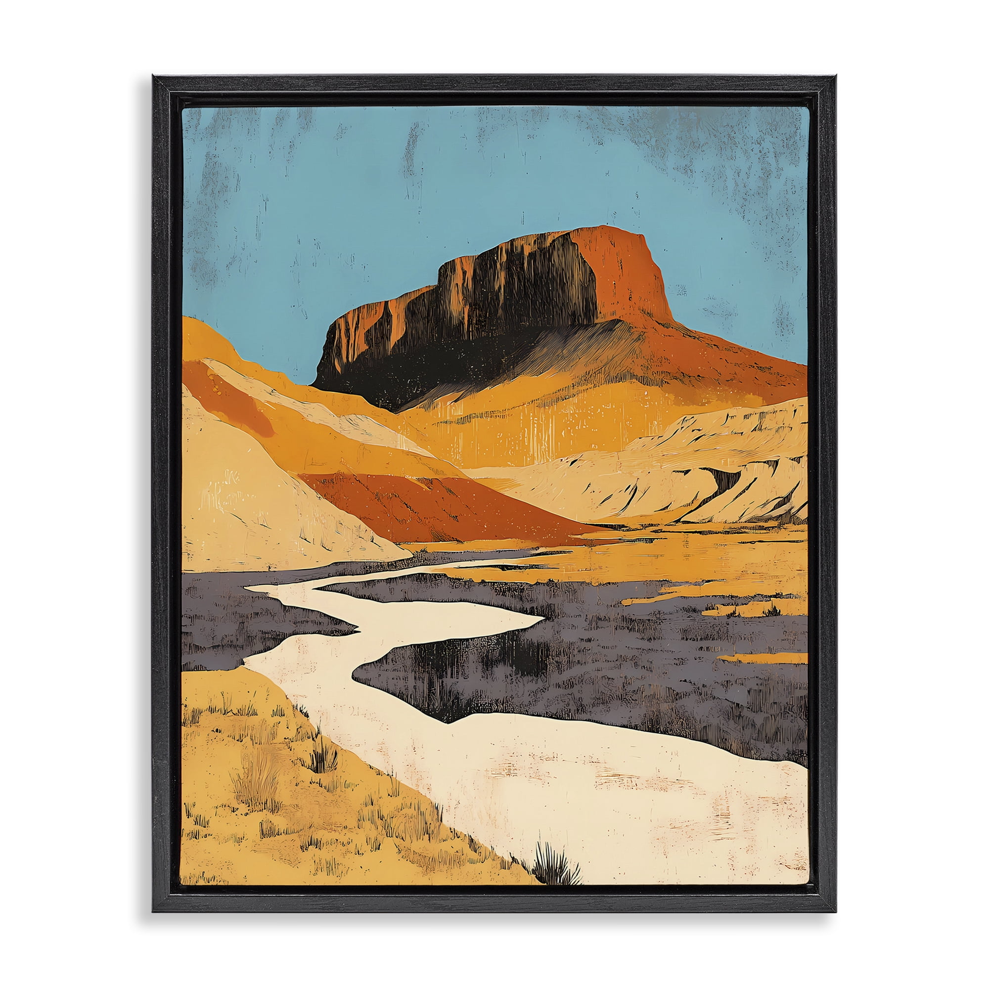 Stupell Industries Vintage Canyon Pass Black Framed Floater Canvas Wall Art, design by Walker Noble