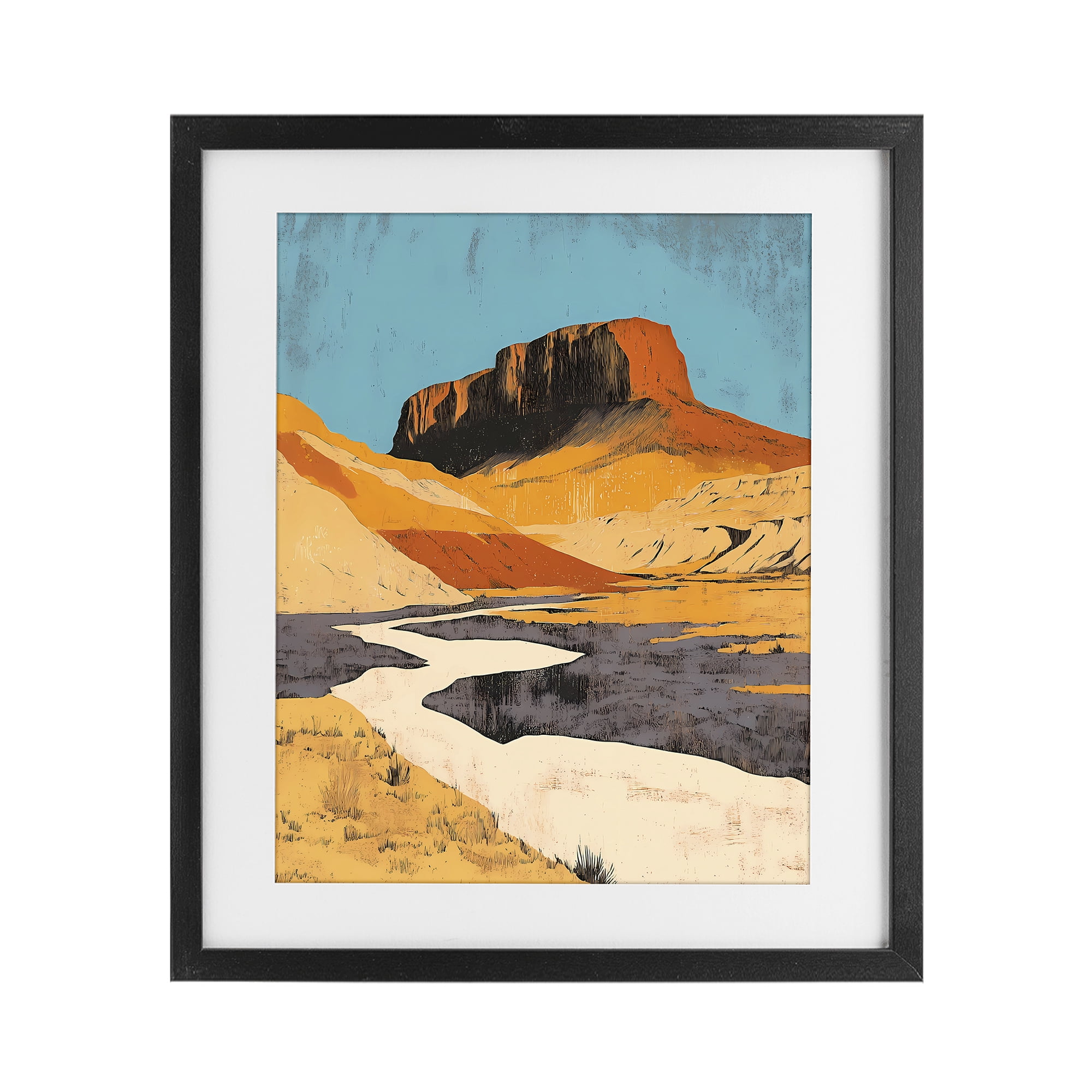 Stupell Industries Vintage Canyon Pass Black Framed Print Under Glass, design by Walker Noble
